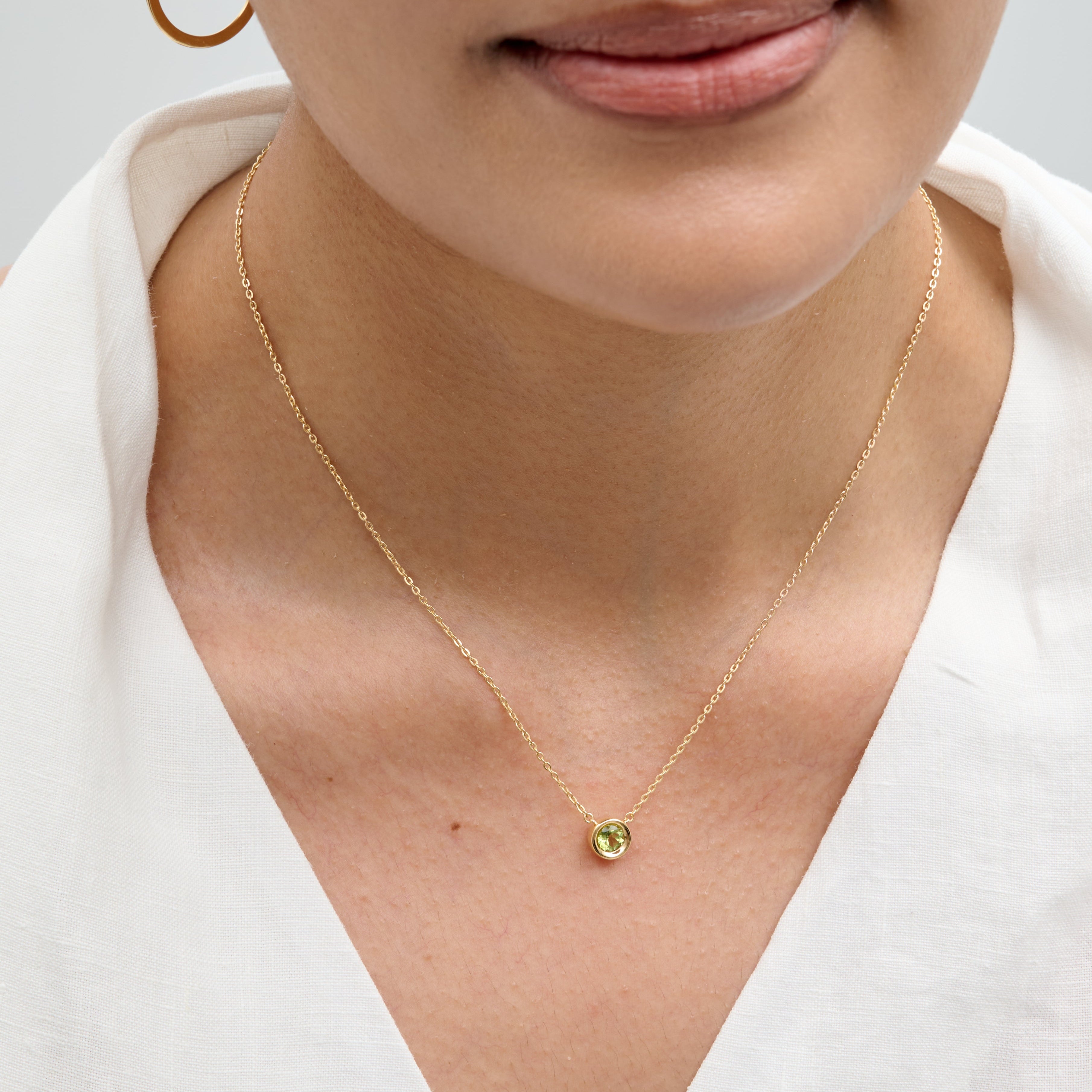 Peridot Bezel Cable Chain Necklace