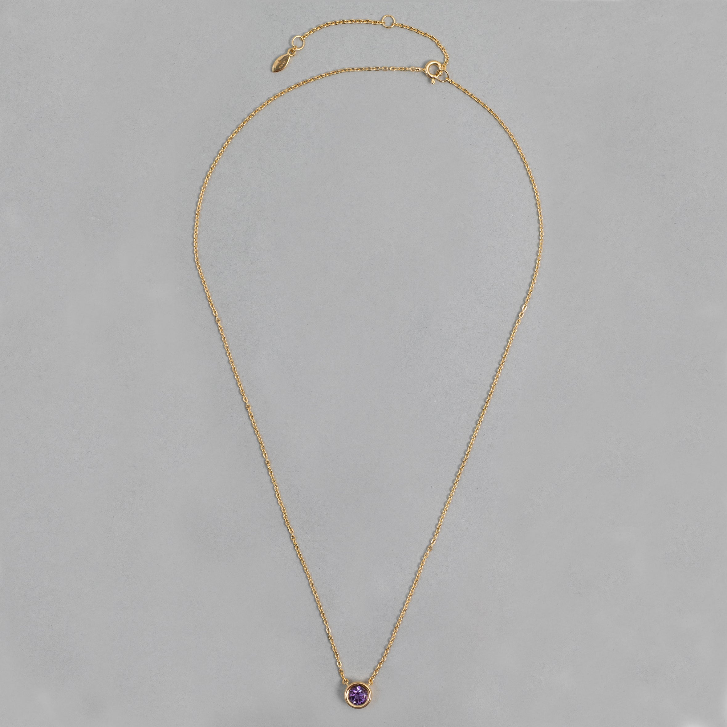 Amethyst Bezel Cable Chain Necklace