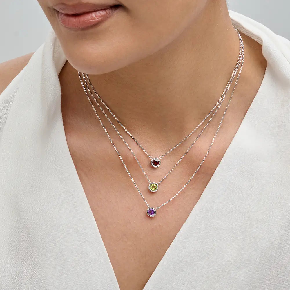 Amethyst Bezel Cable Chain Necklace