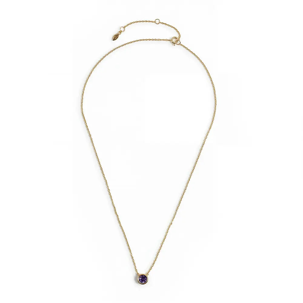 Amethyst Bezel Cable Chain Necklace