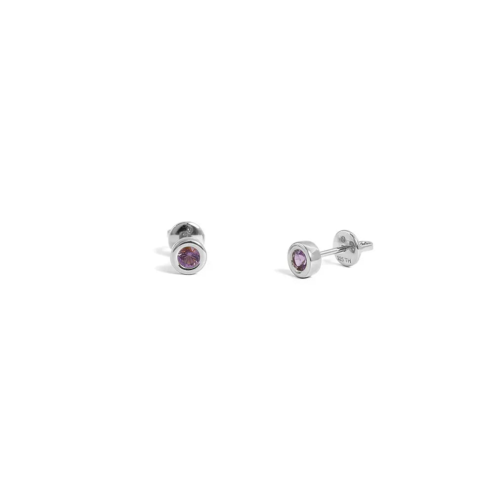 Amethyst Bezel Stud Earrings