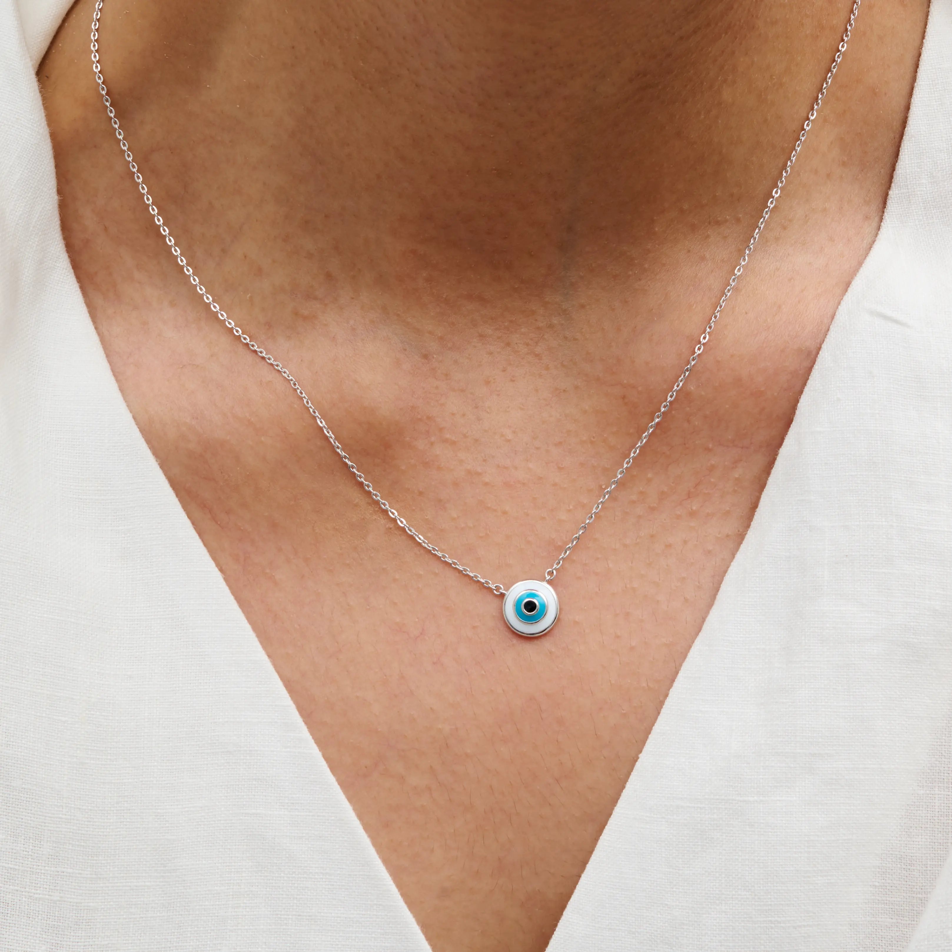 Evil Eye Bezel Cable Chain Necklace