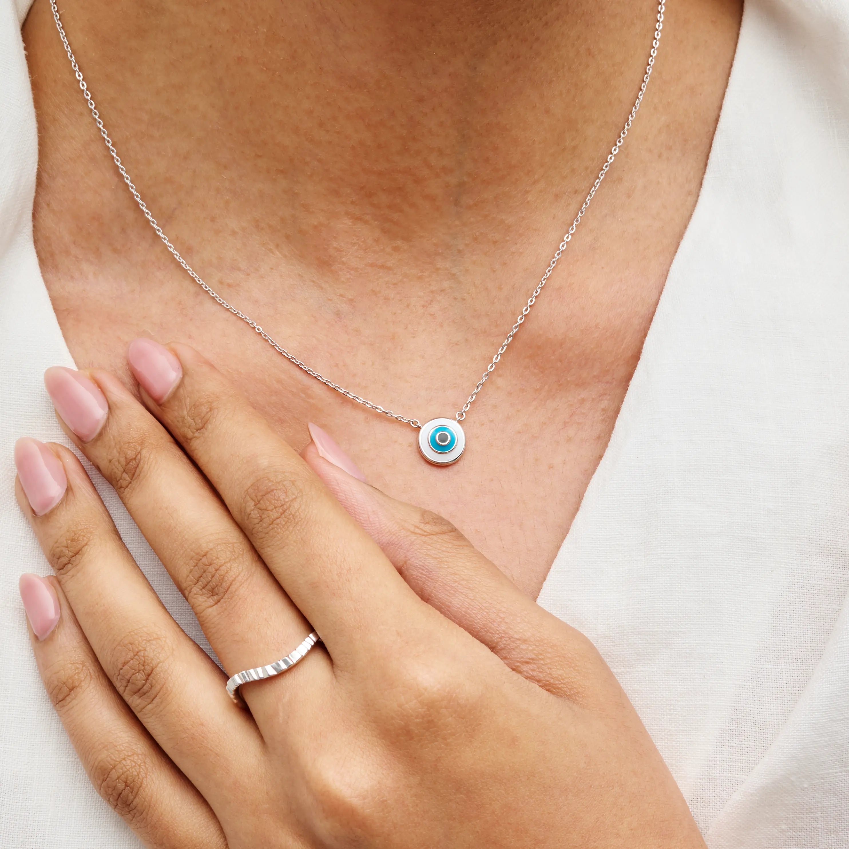 Evil Eye Bezel Cable Chain Necklace