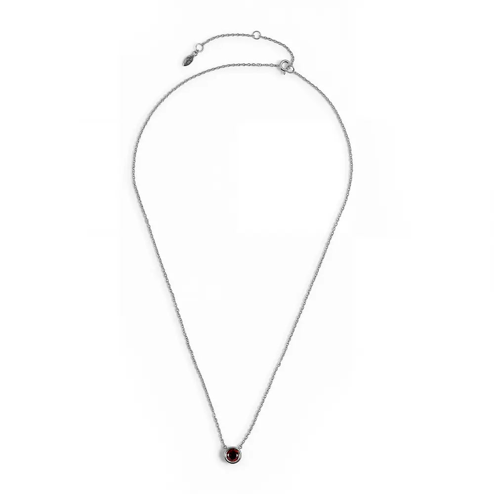 Garnet Bezel Cable Chain Necklace