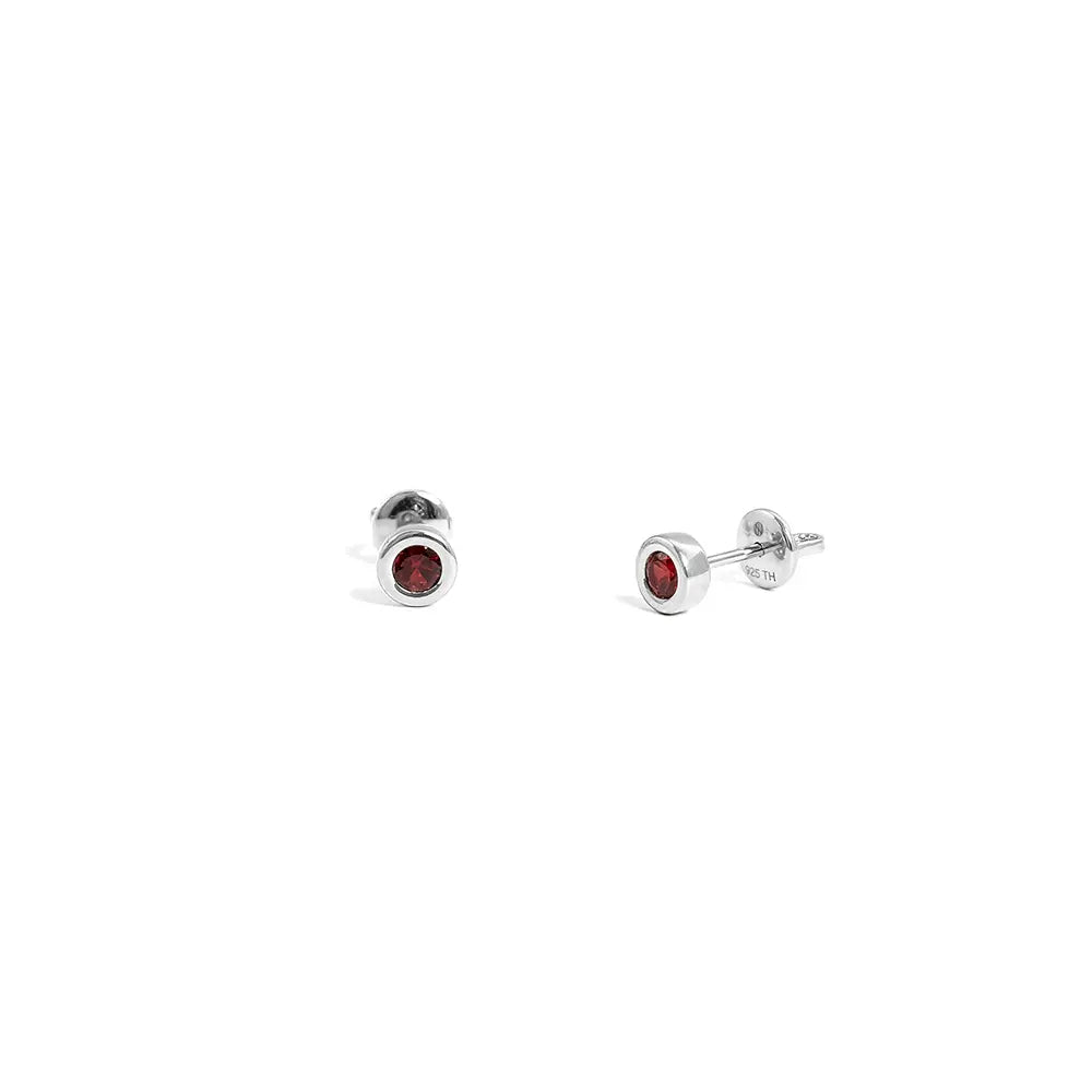 Garnet Bezel Stud Earrings
