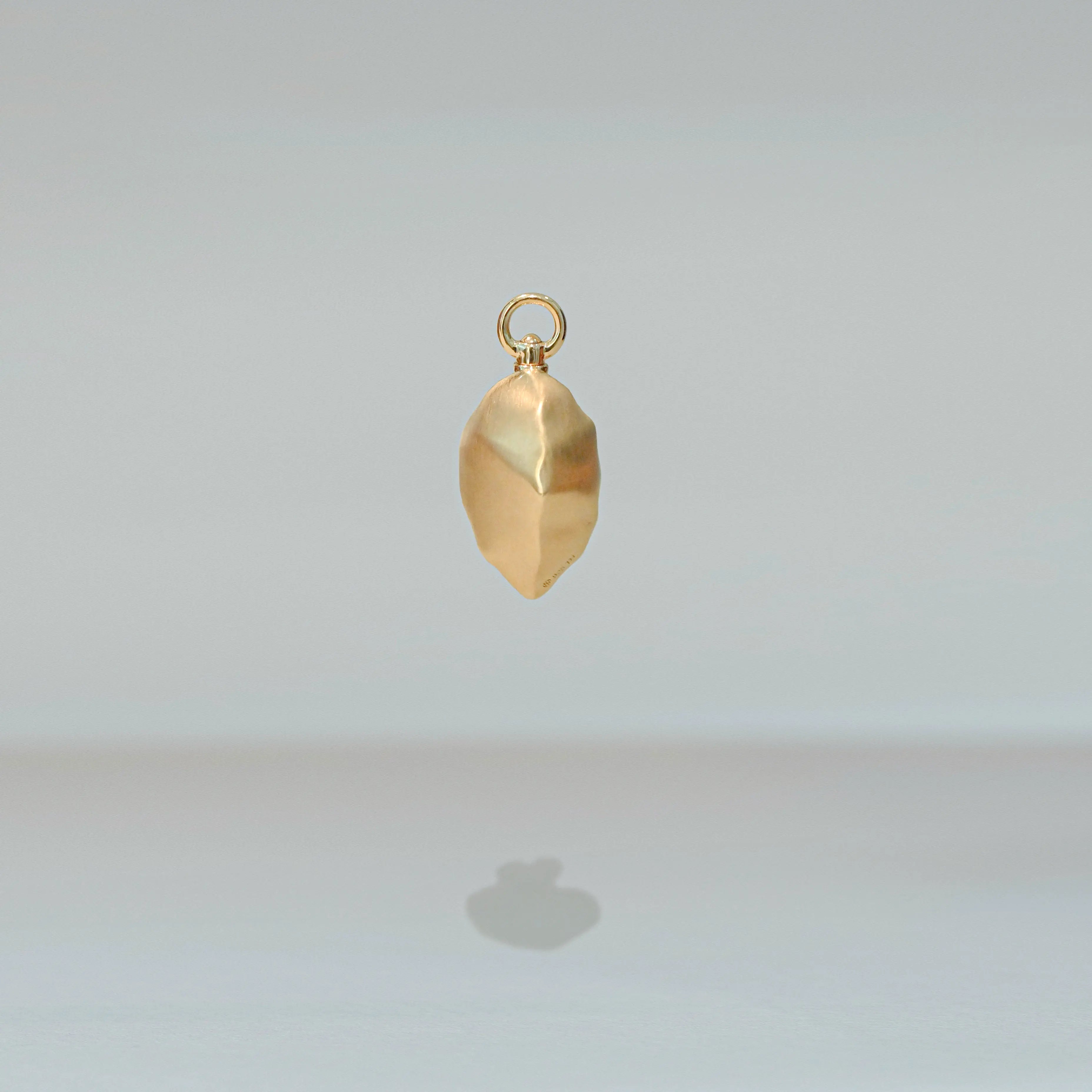Gold pendant on a light gray background