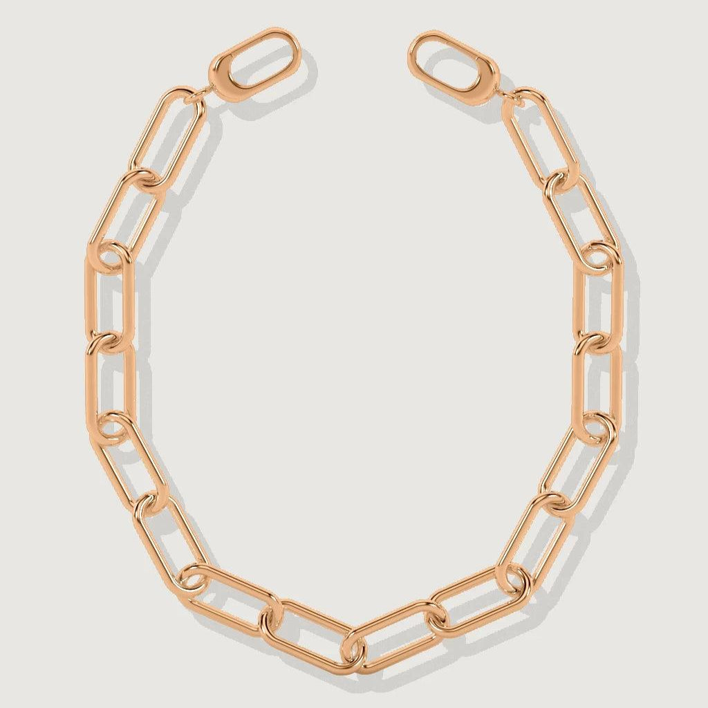 Rose gold-plated paperclip chain anklet displayed on white background