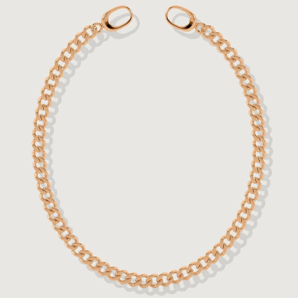 Sleek rose gold anklet chain with smooth oval end loops for charm attachment.