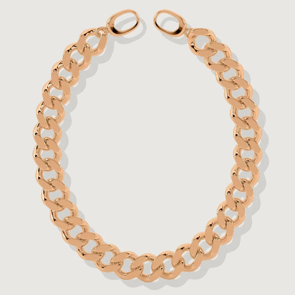 High-polish 14k rose gold-plated Cuban chain anklet in bold statement design