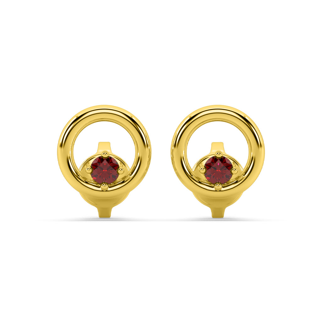 Round Ruby Donut Stud