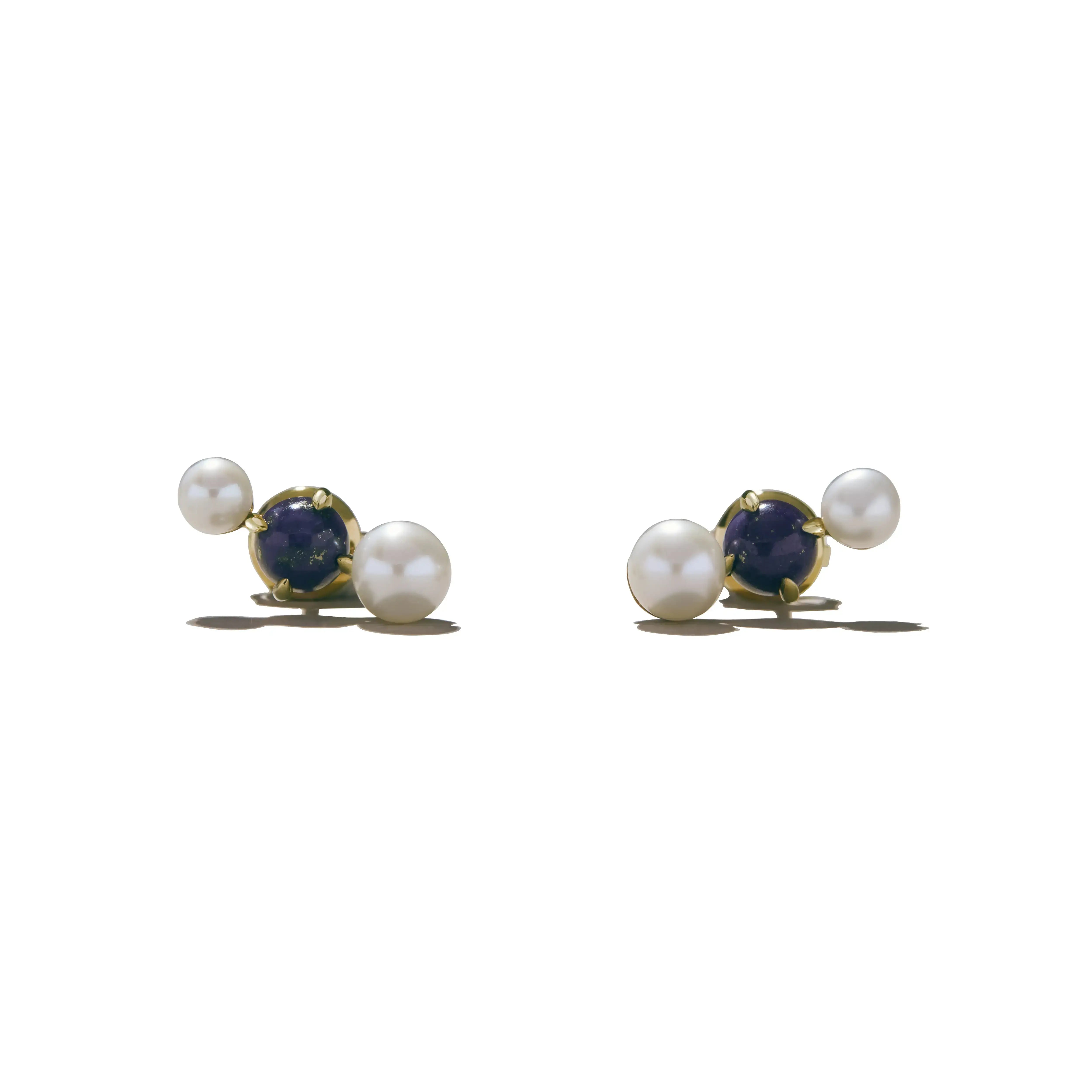 Pearl & Lapis Cluster Tri-Studs