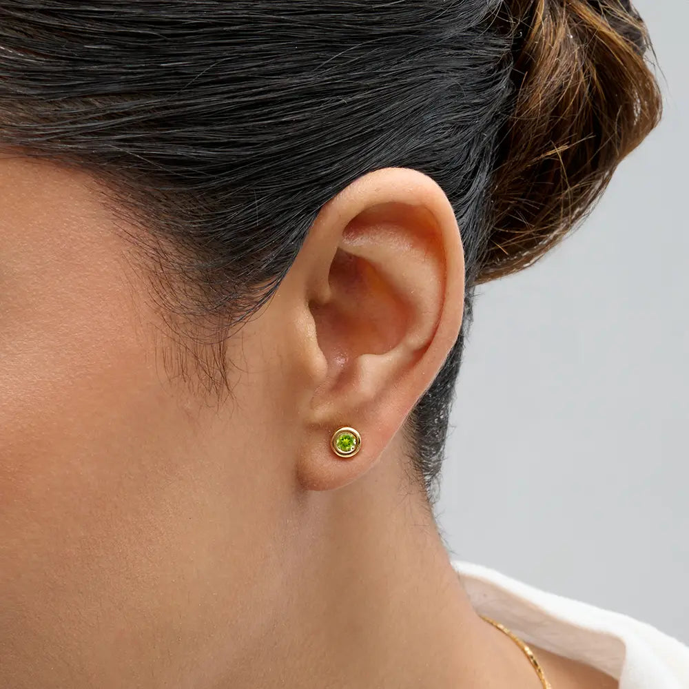 Peridot Bezel Stud Earrings