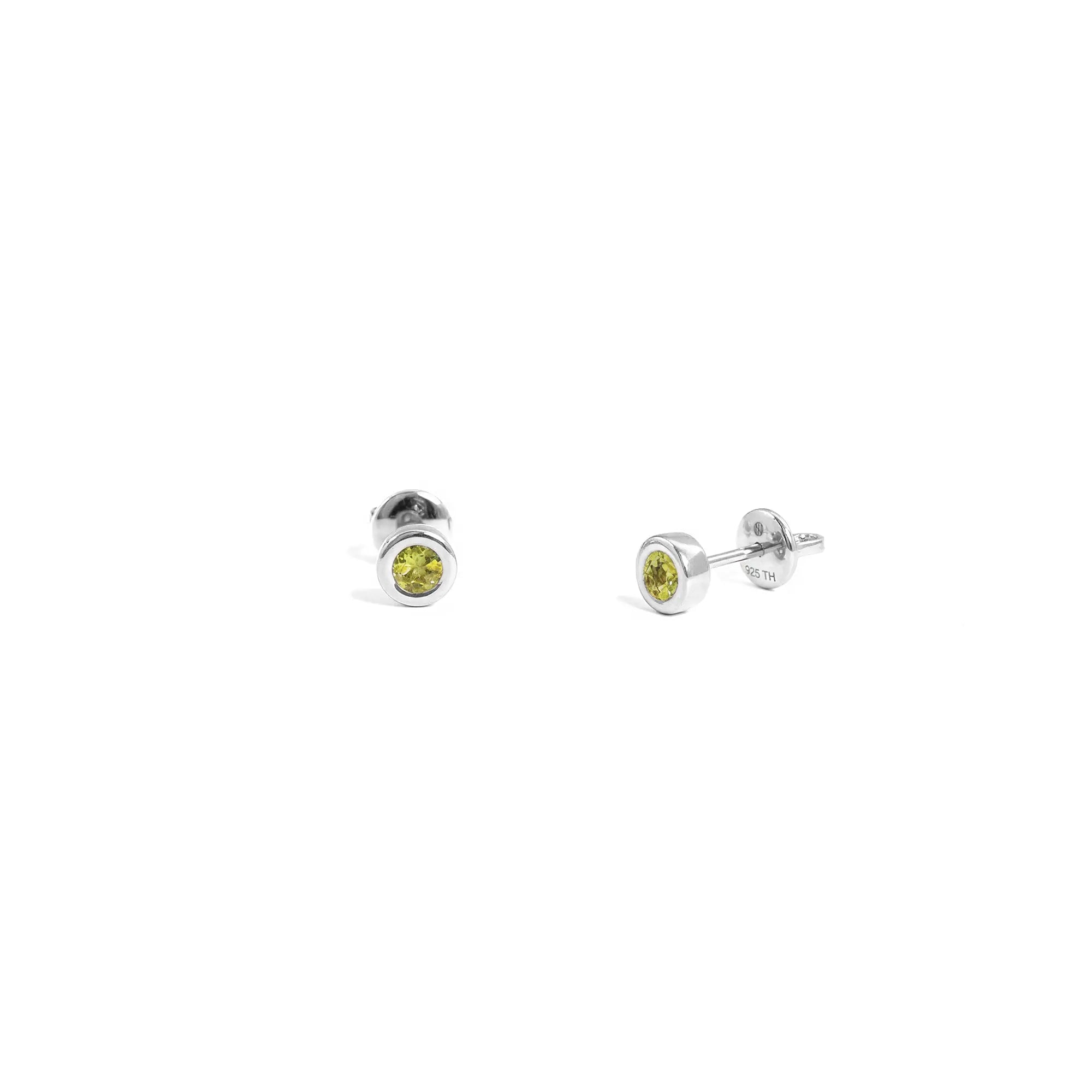 Peridot Bezel Stud Earrings