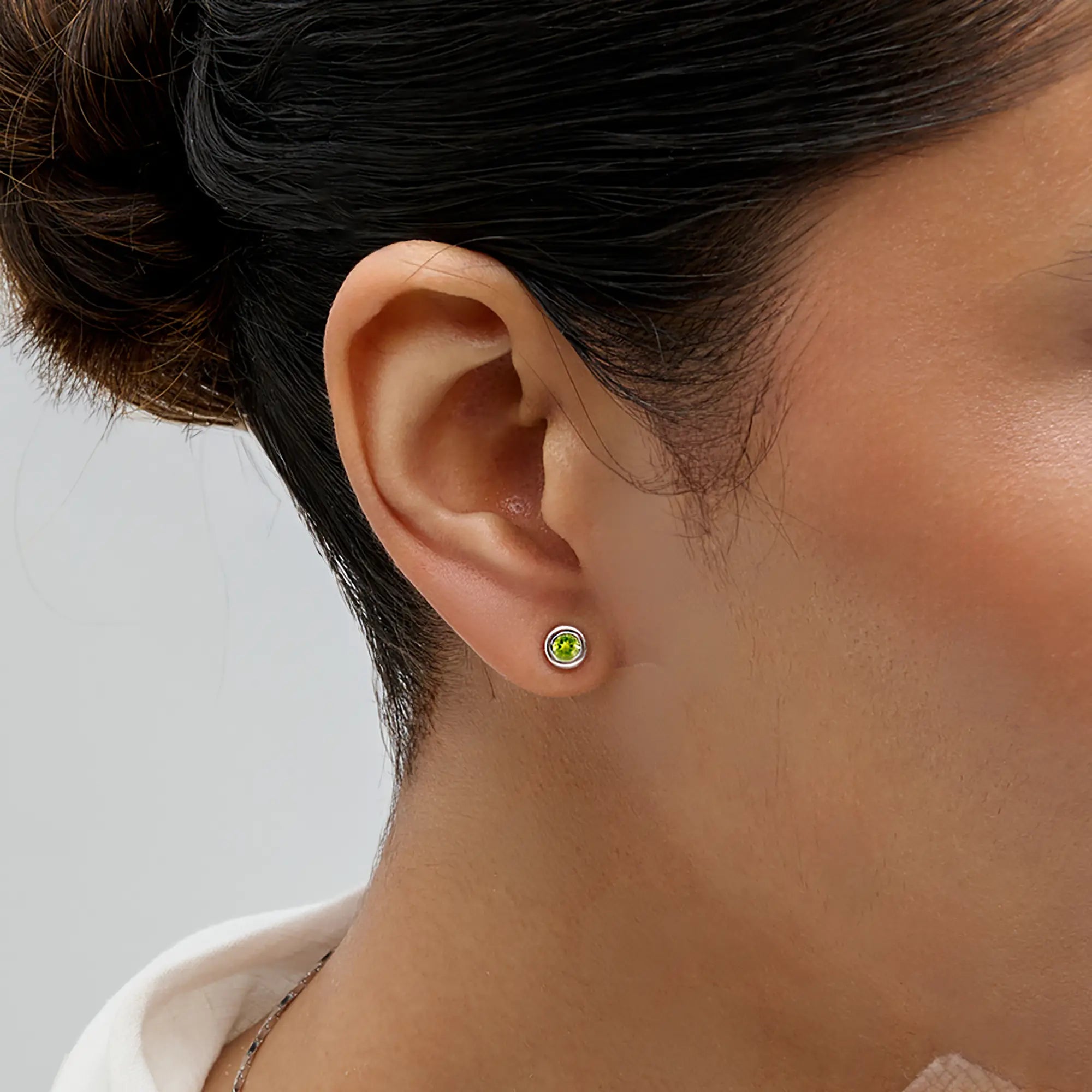 Peridot Bezel Stud Earrings