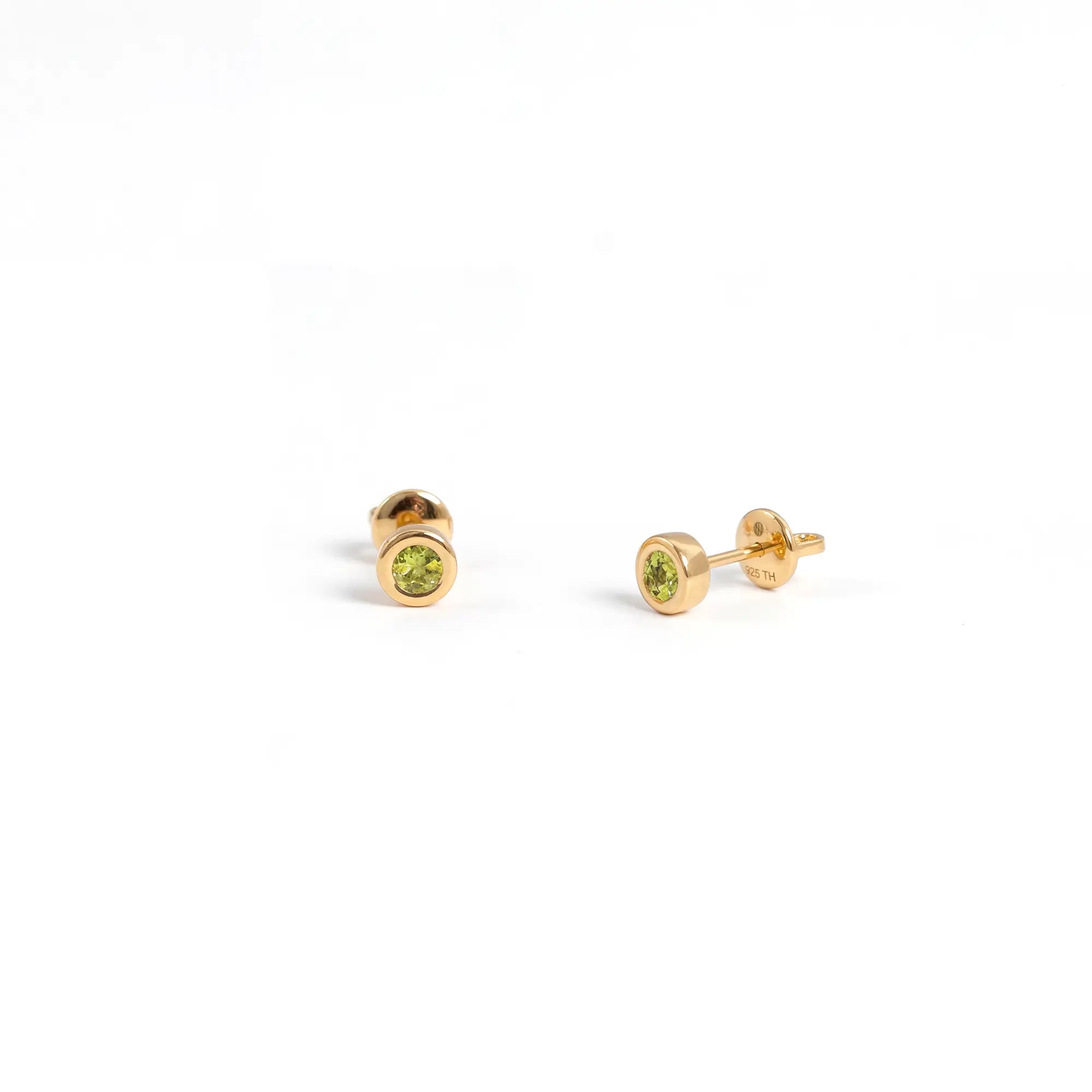 Peridot Bezel Stud Earrings