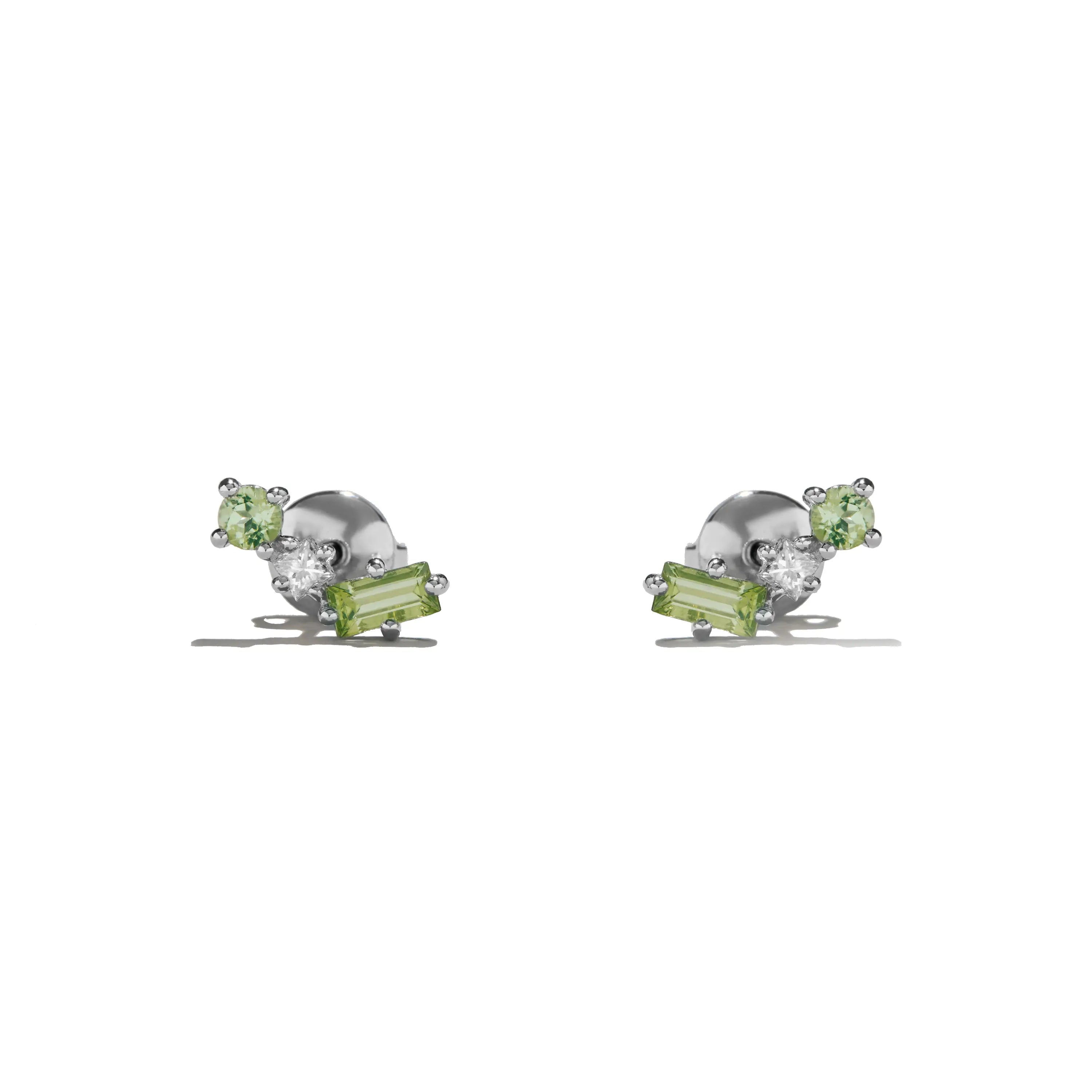 Peridot & Diamond Cluster Tri-Studs