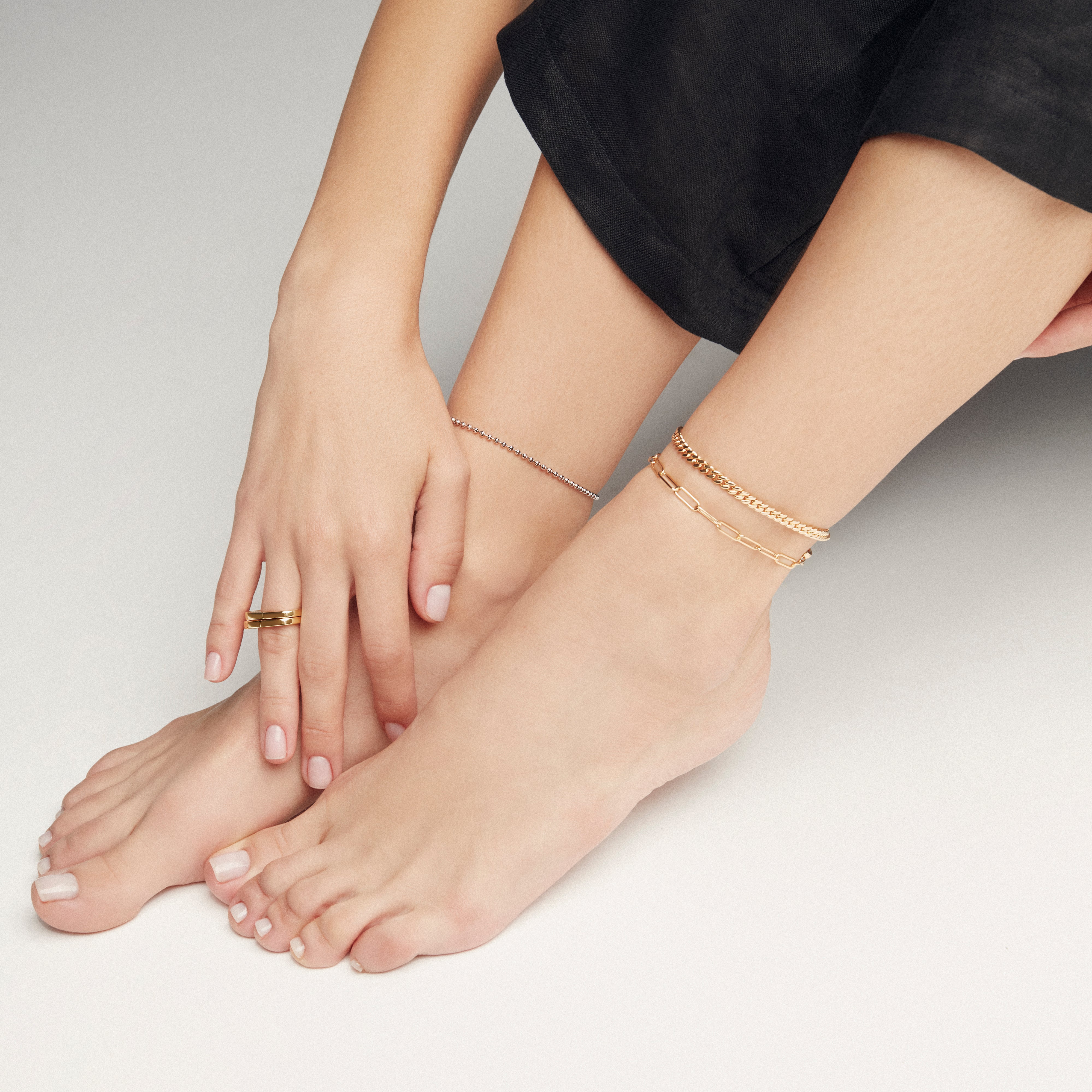 Baby Cuban Link Anklet + Baby Clip Anklet