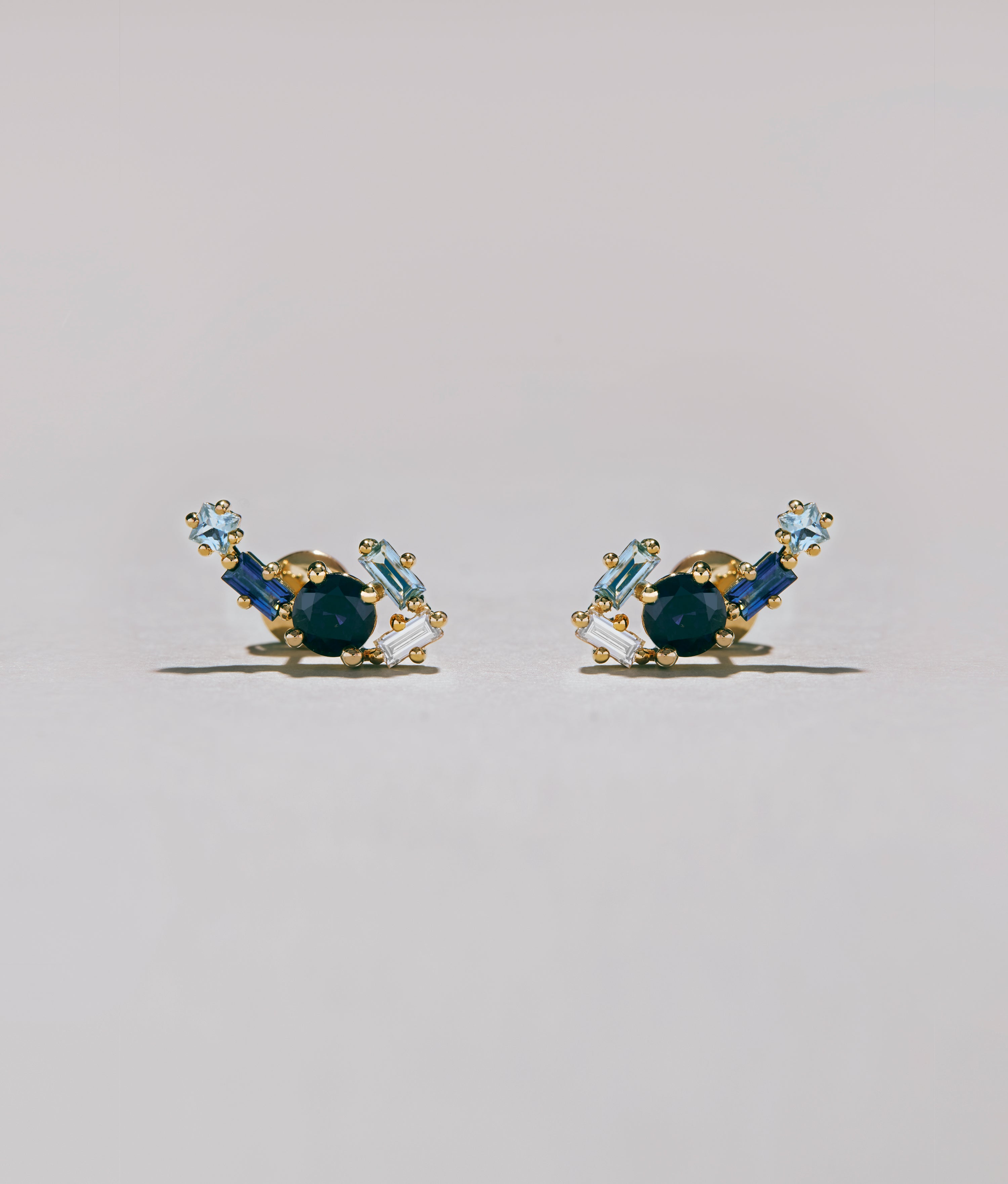 Sapphire, Aquamarine & Diamond Cluster Quinta-Stud