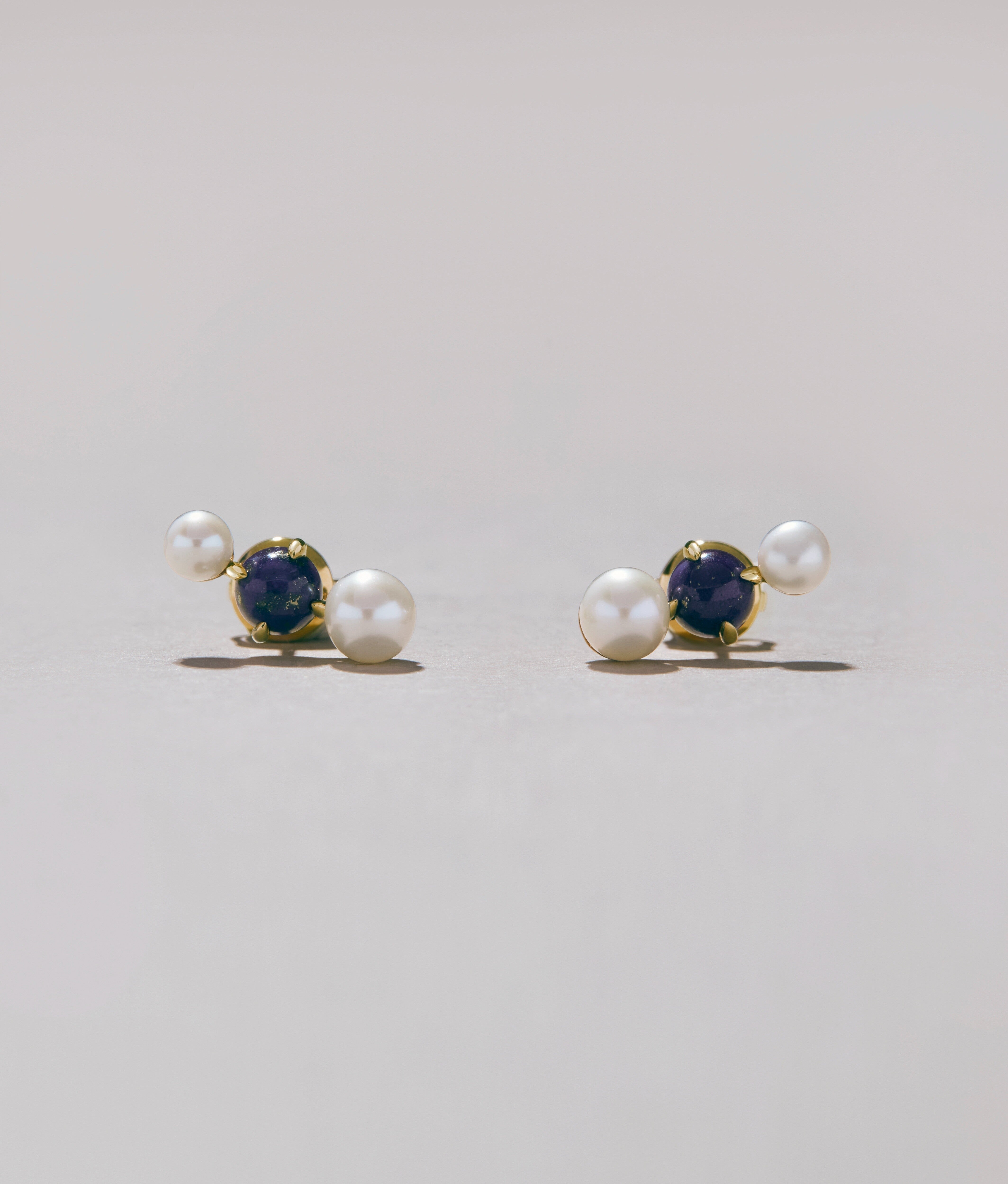 Pearl & Lapis Cluster Tri-Stud