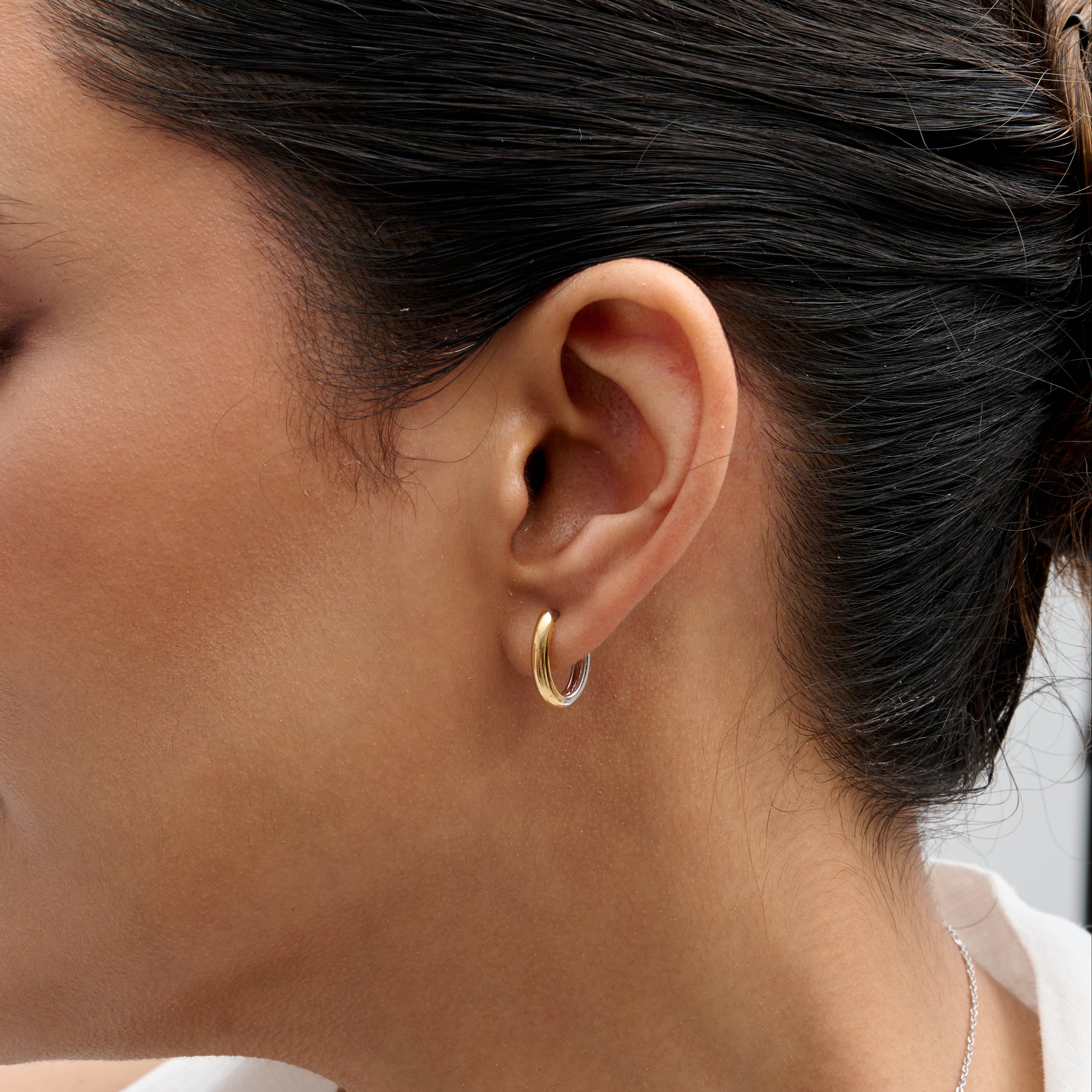 Two-Tone Huggie Earrings
