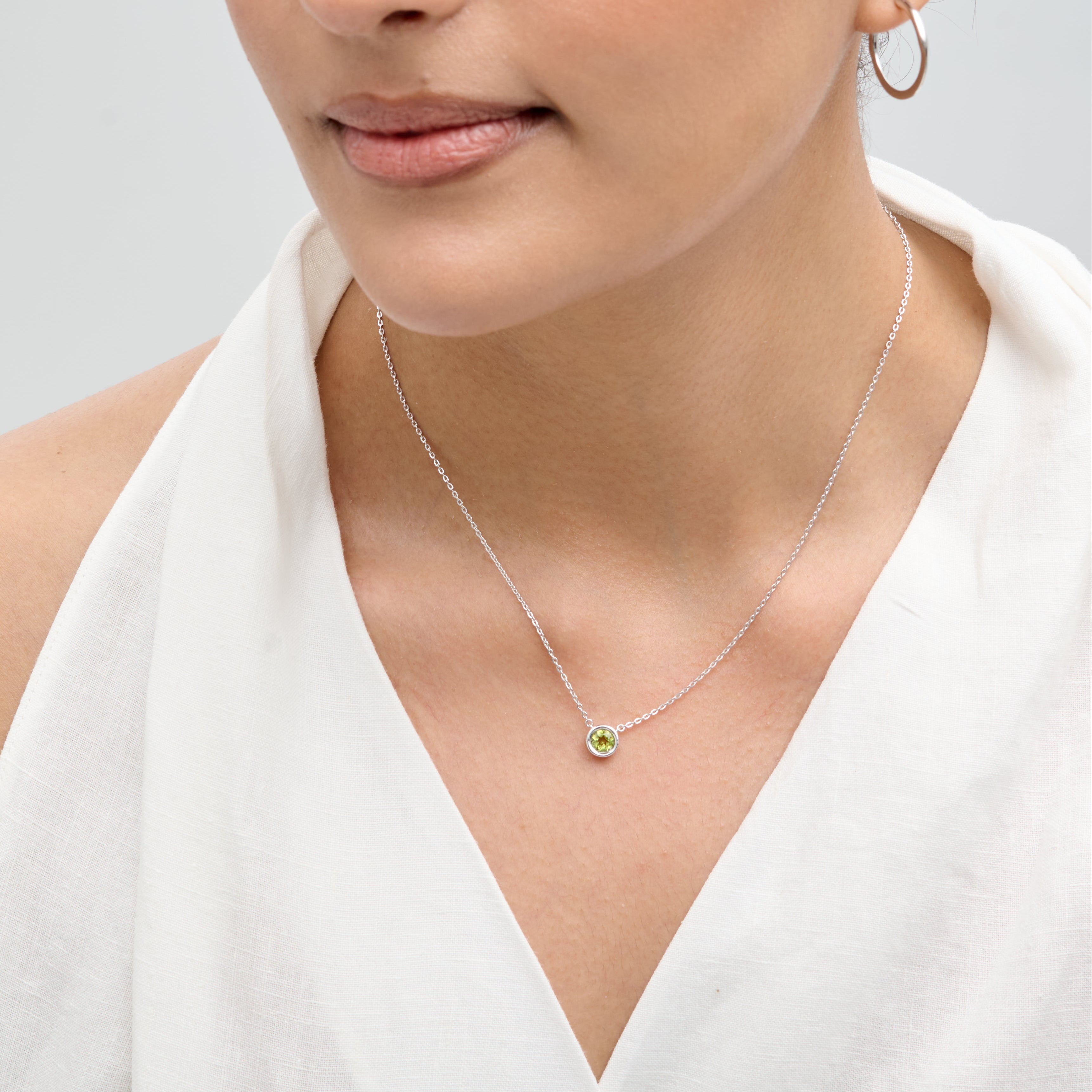 Peridot Bezel Cable Chain Necklace