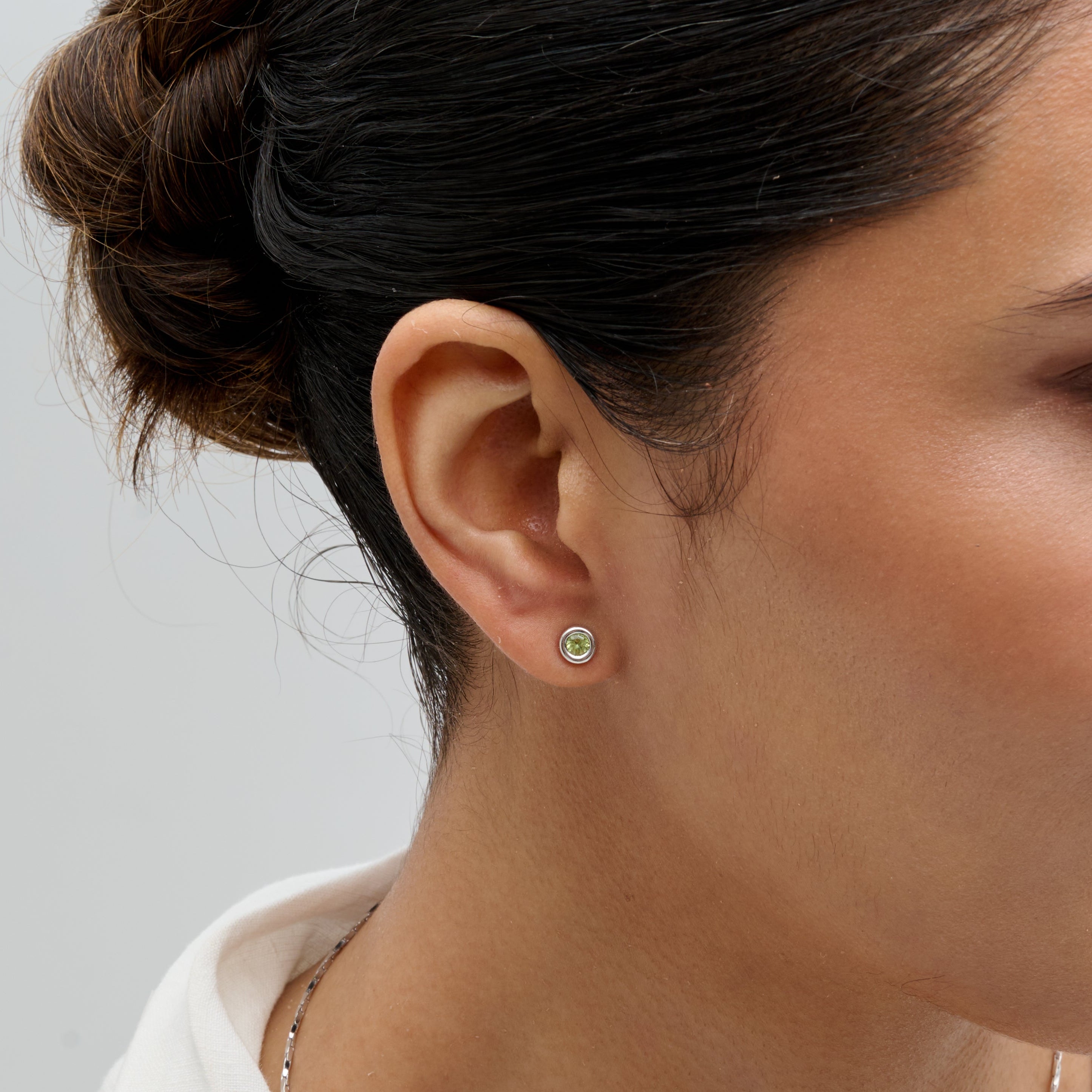 Peridot Bezel Stud Earrings