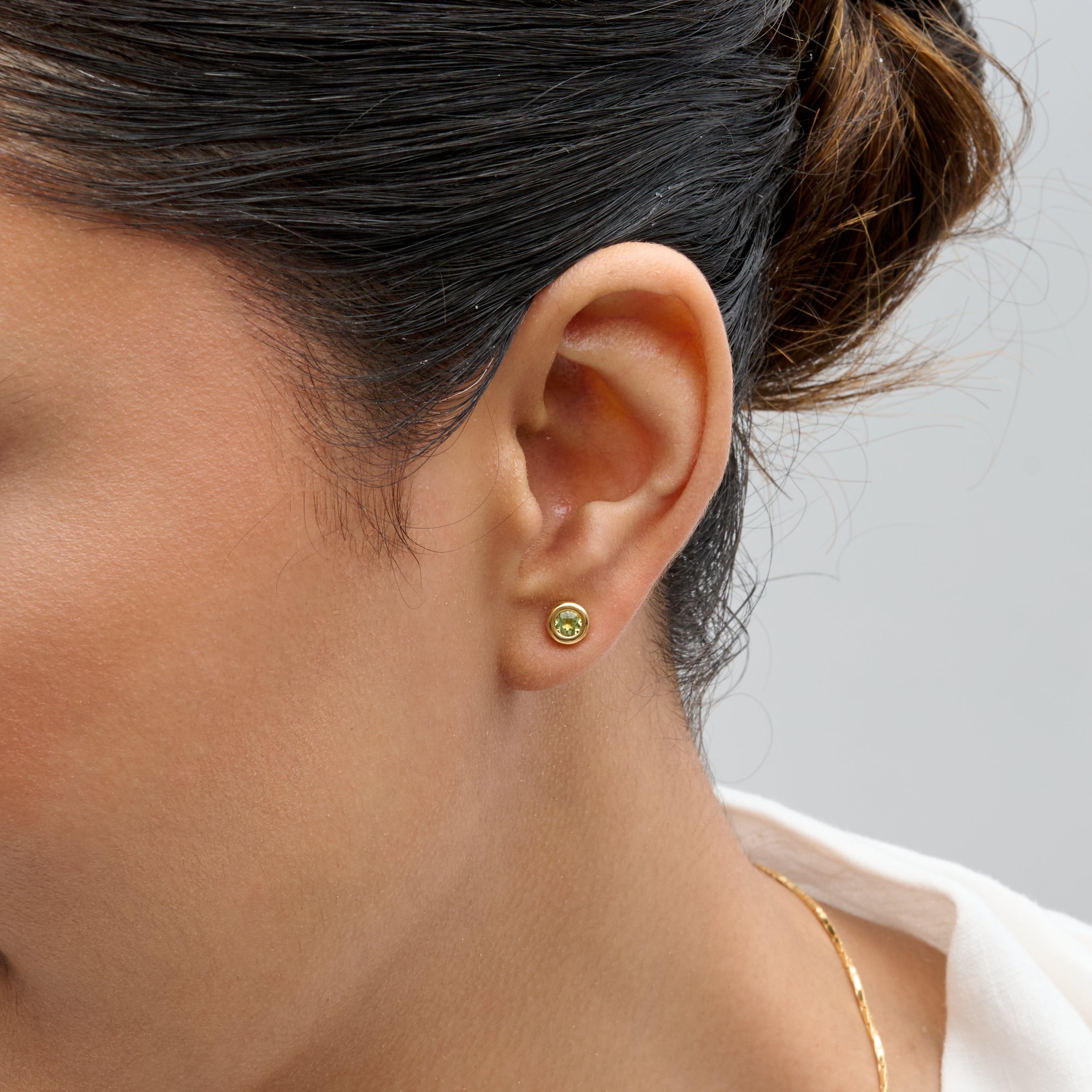 Peridot Bezel Stud Earrings