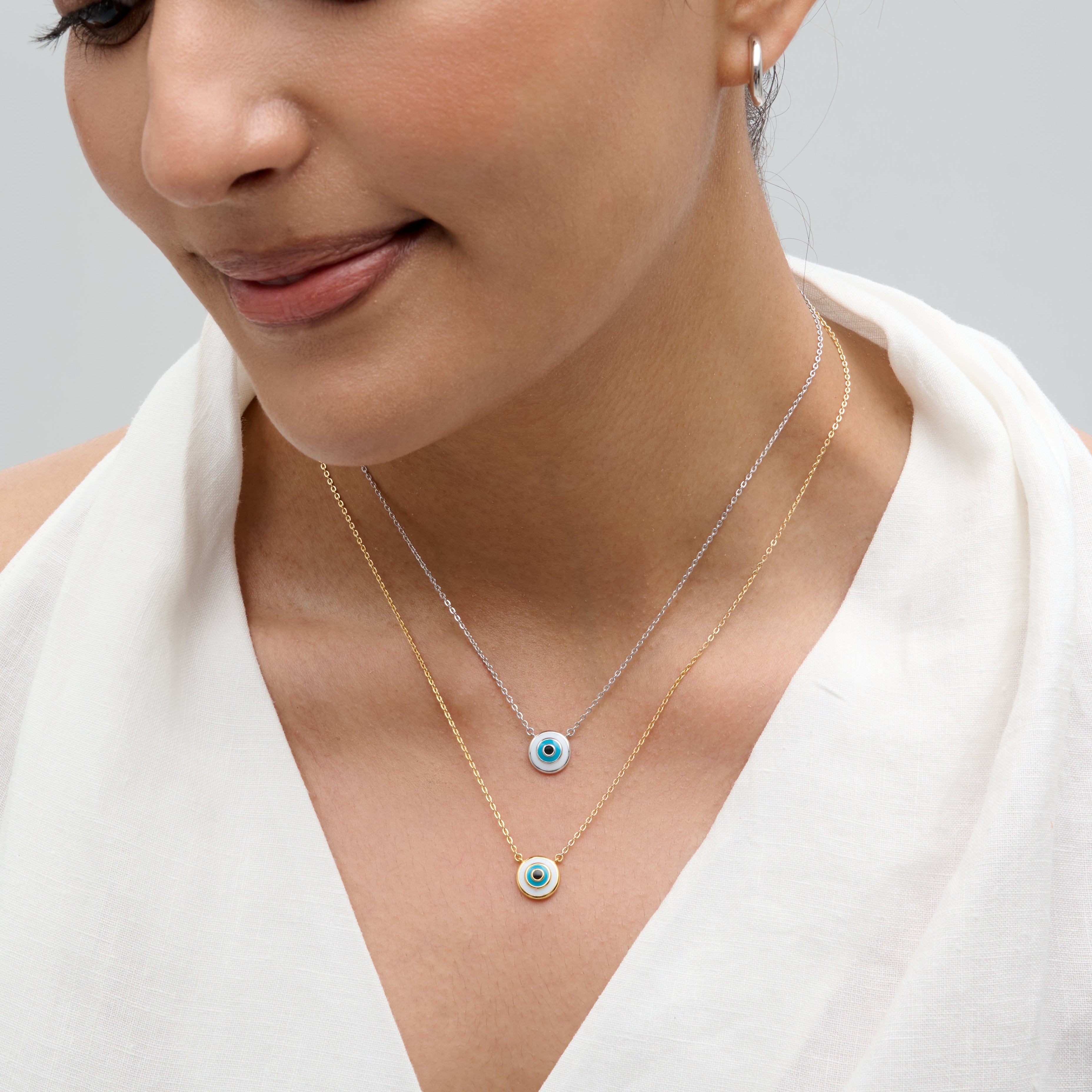 Evil Eye Bezel Cable Chain Necklace