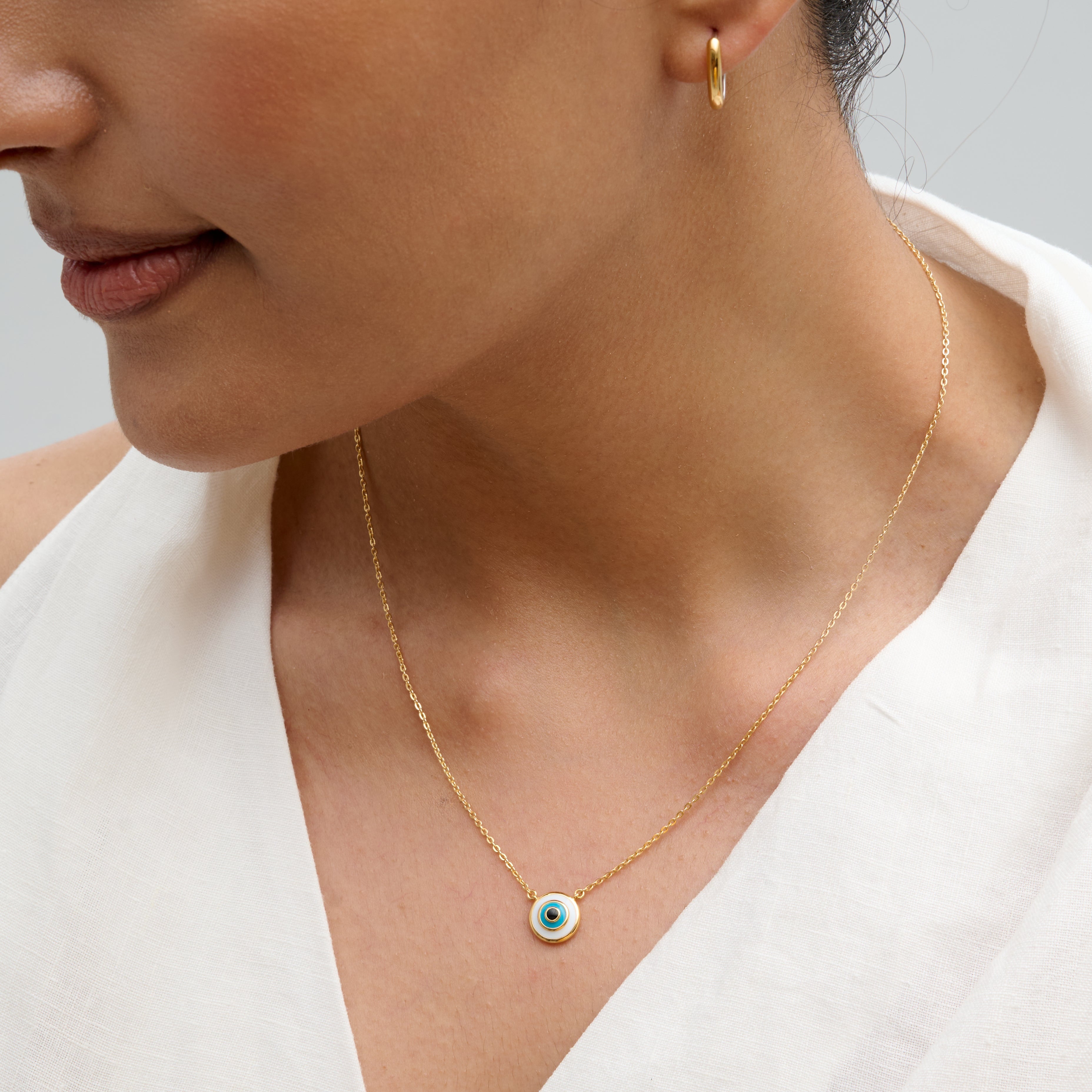 Evil Eye Bezel Cable Chain Necklace