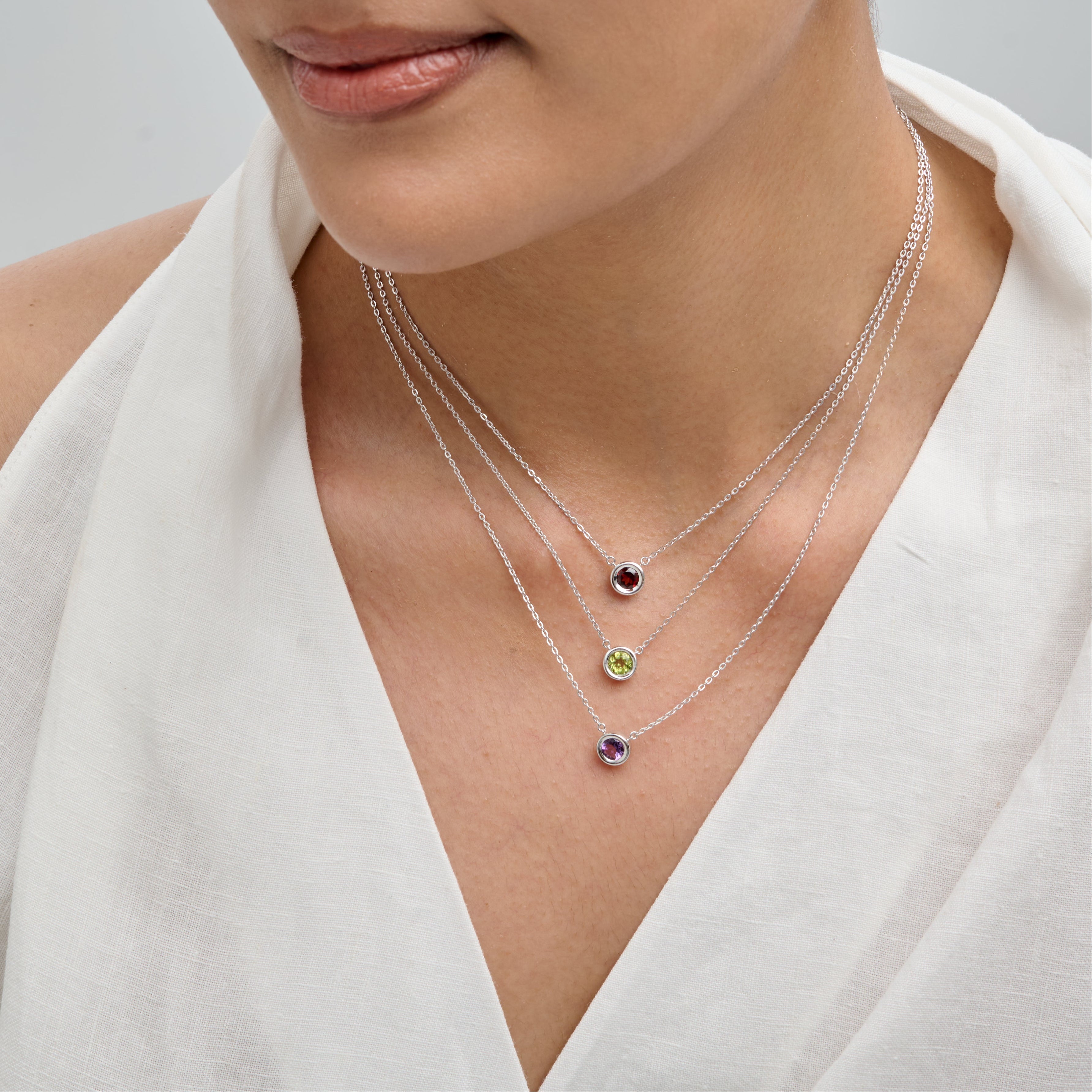 Amethyst Bezel Cable Chain Necklace