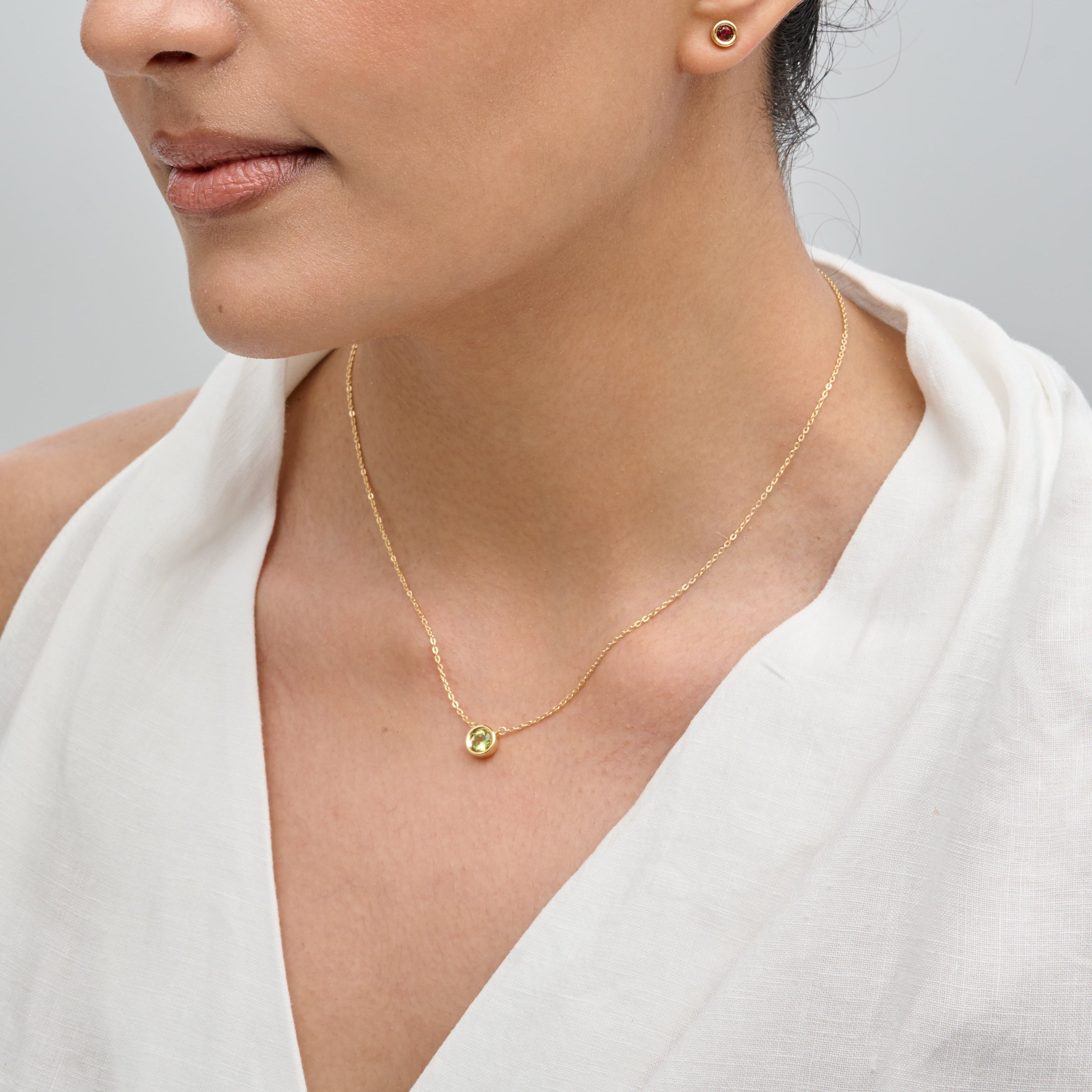 Peridot Bezel Cable Chain Necklace
