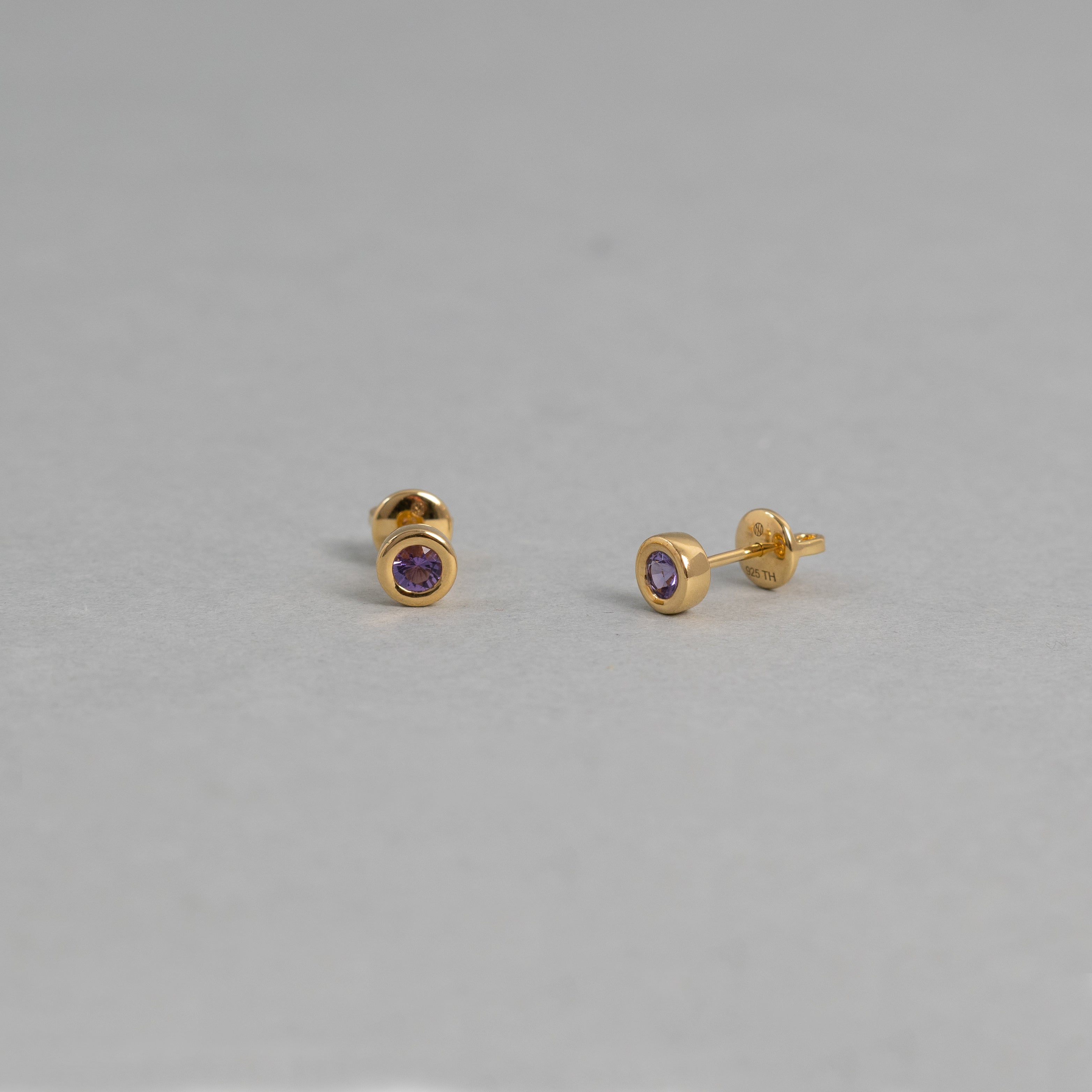 Amethyst Bezel Stud Earrings