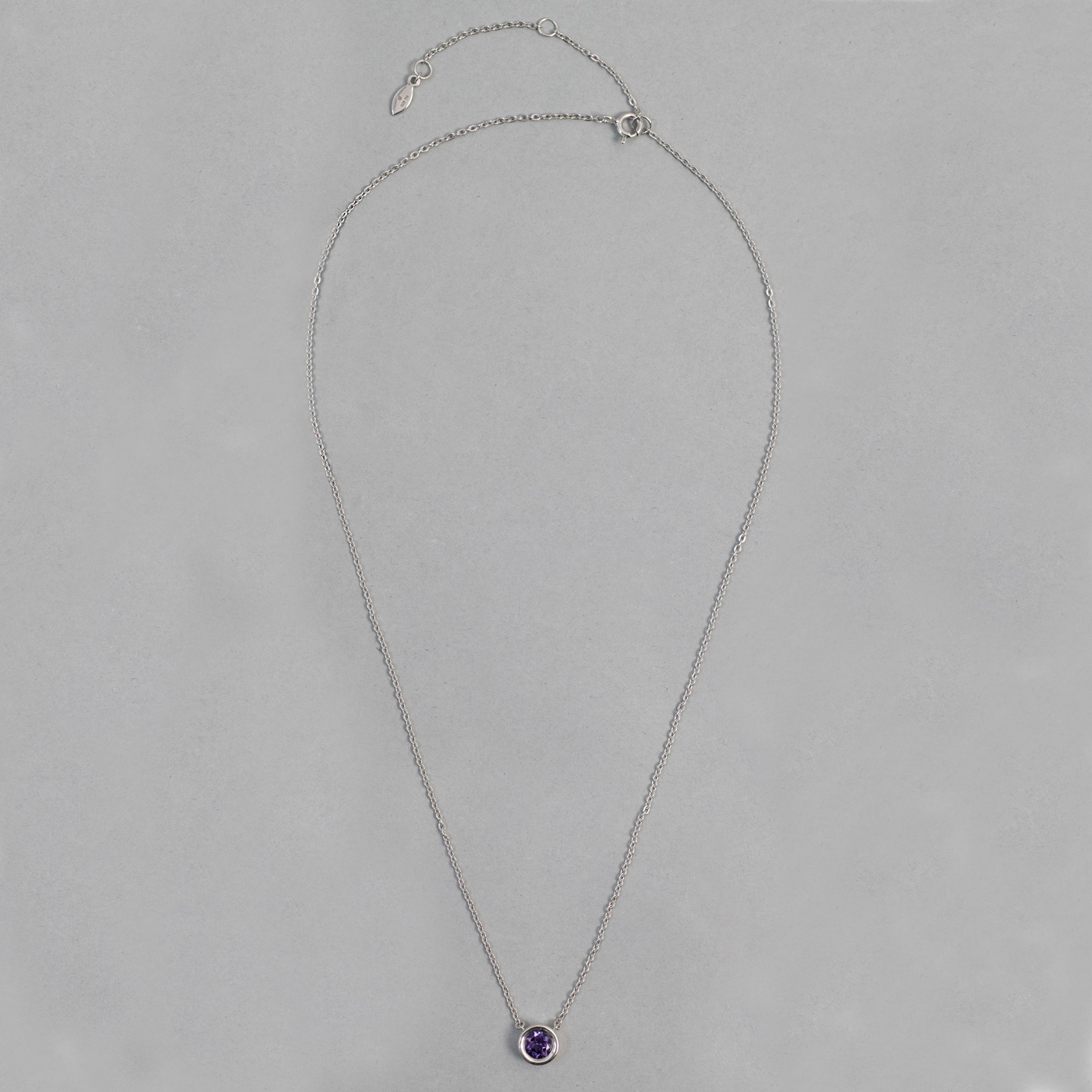 Amethyst Bezel Cable Chain Necklace