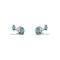 Aquamarine & Natural Diamond Cluster Tri-Studs