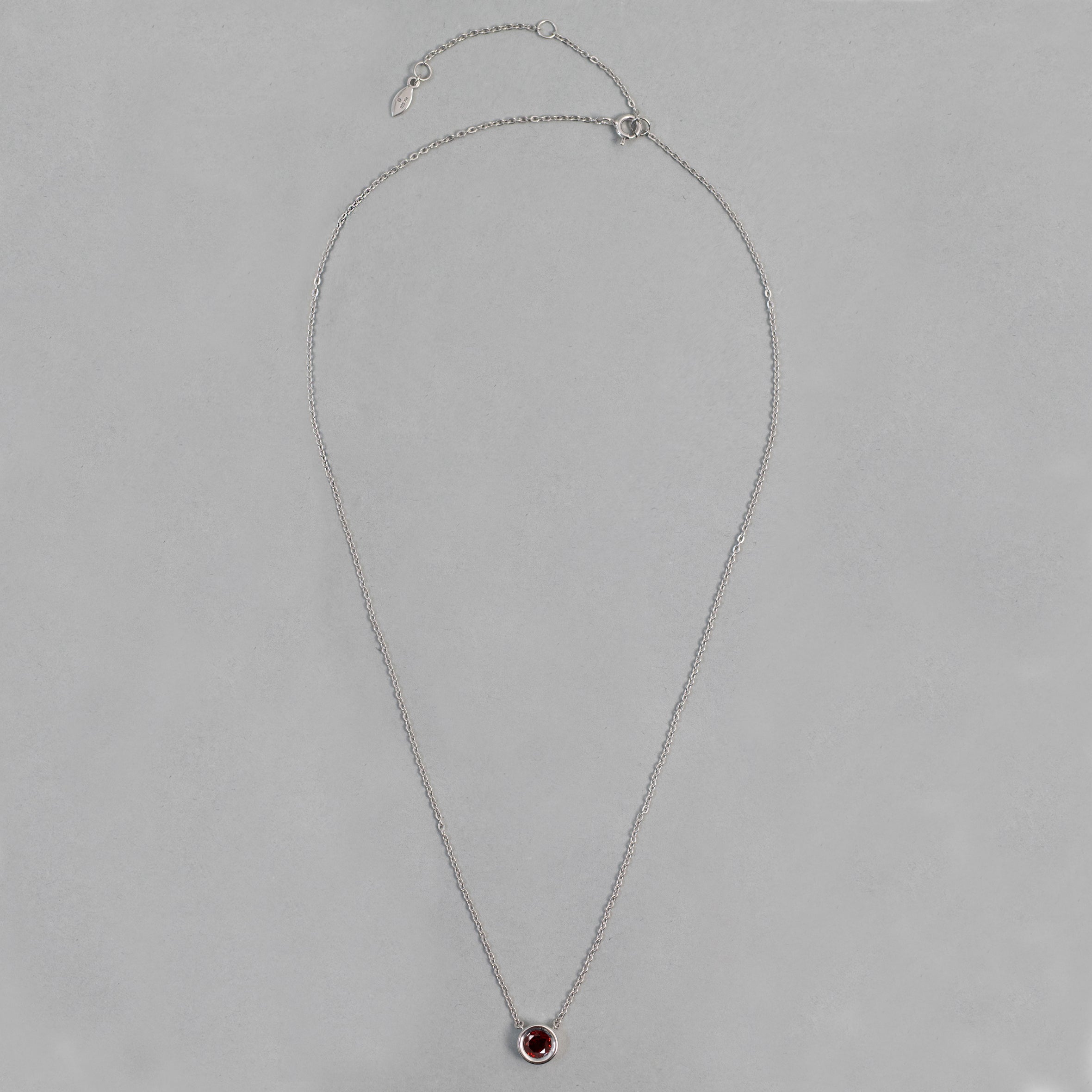 Garnet Bezel Cable Chain Necklace
