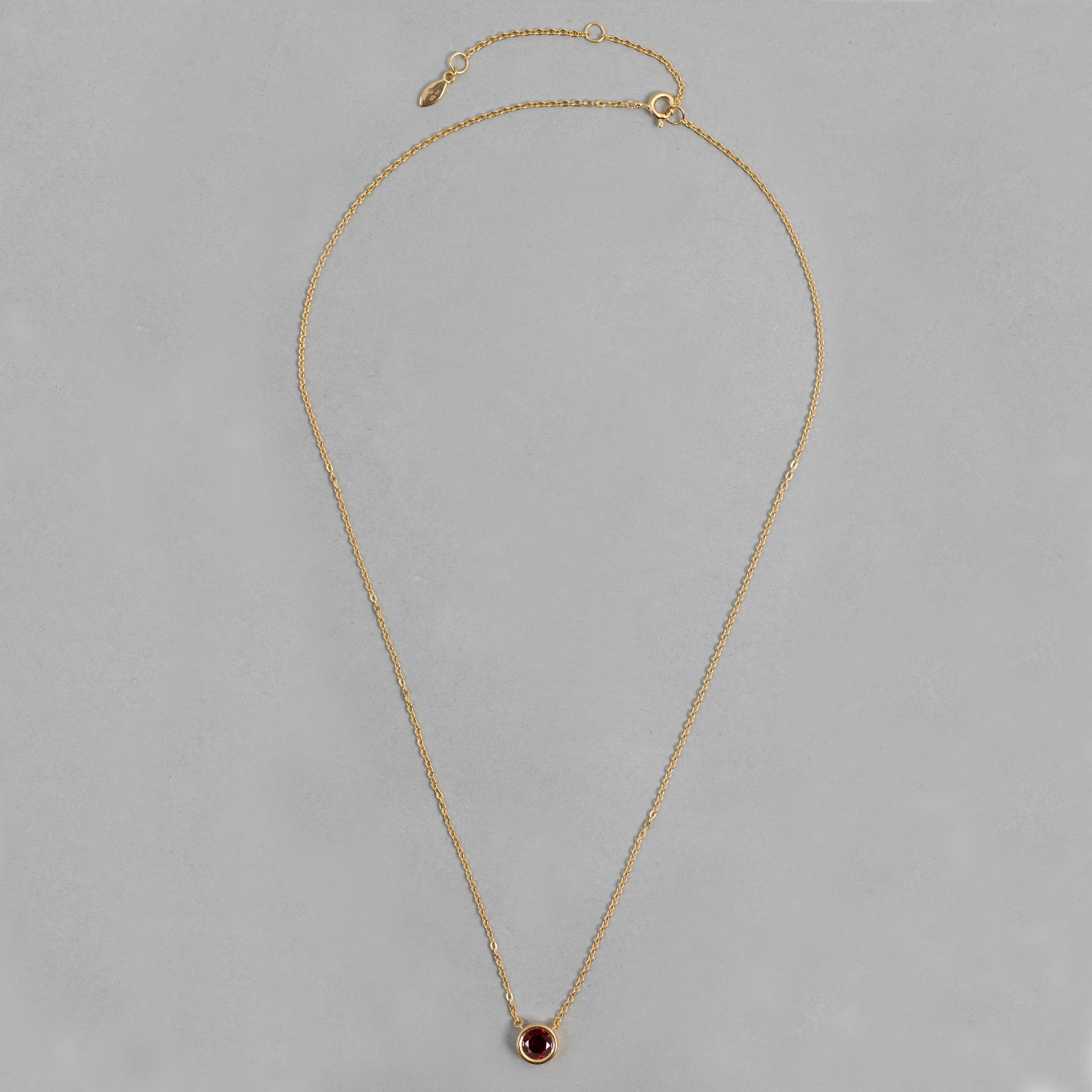 Garnet Bezel Cable Chain Necklace