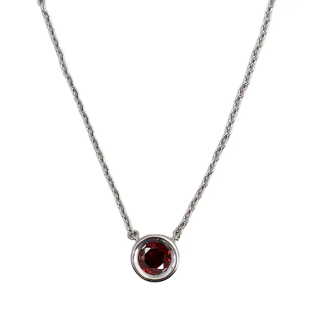 Garnet Bezel Cable Chain Necklace