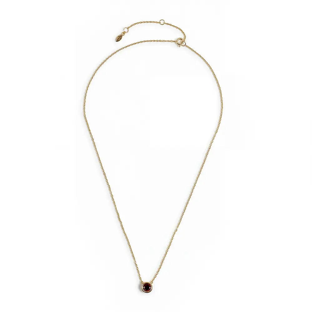 Garnet Bezel Cable Chain Necklace