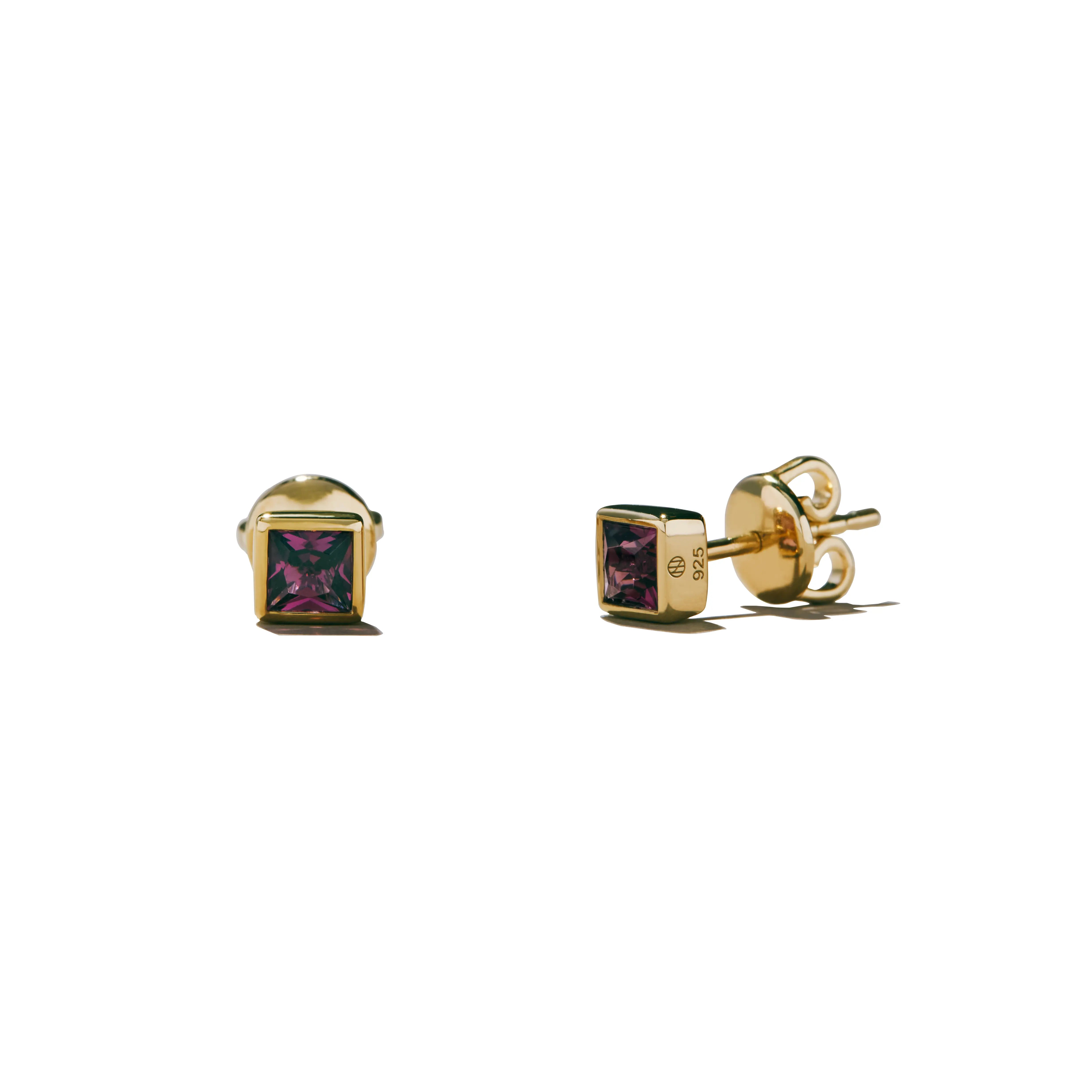 Garnet Square Studs