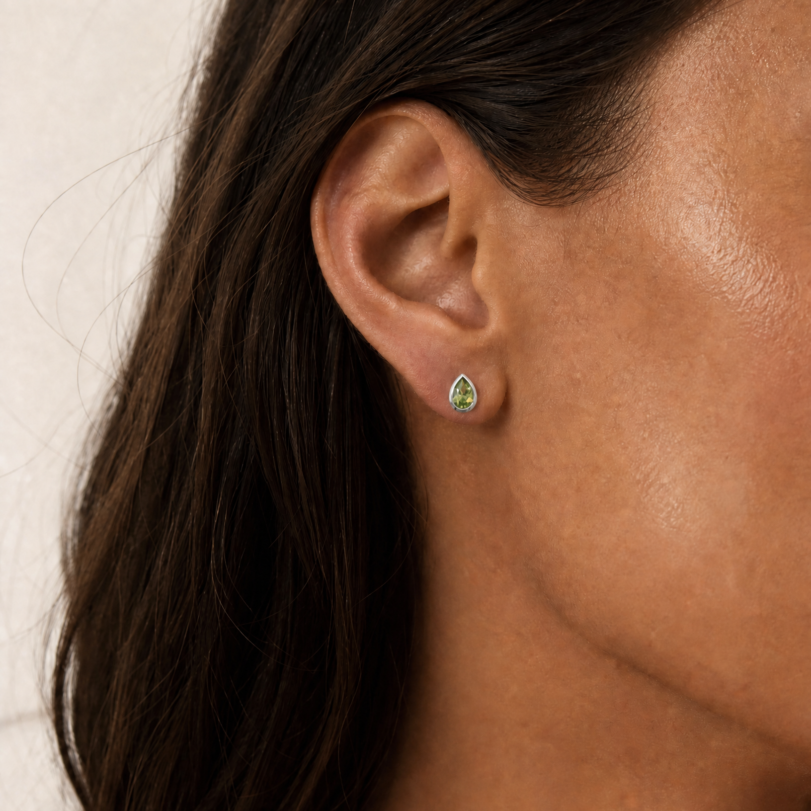 Peridot Pear Studs