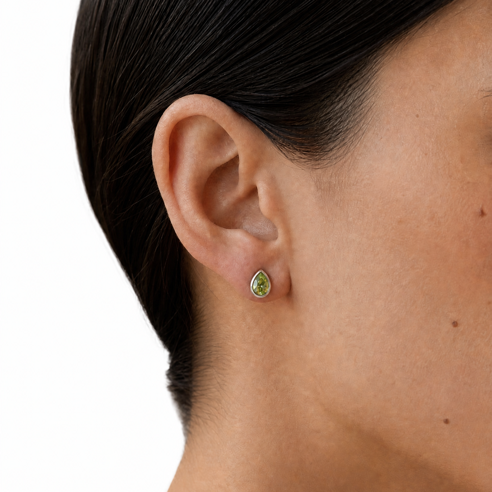 Peridot Pear Studs