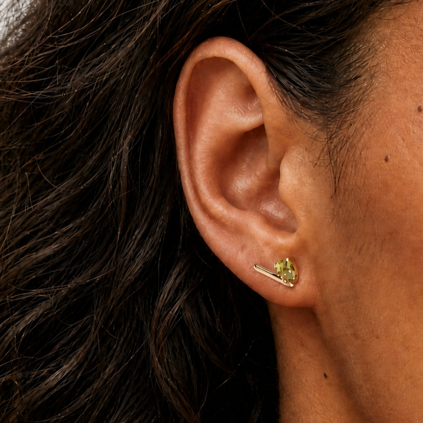 Peridot Bar Studs