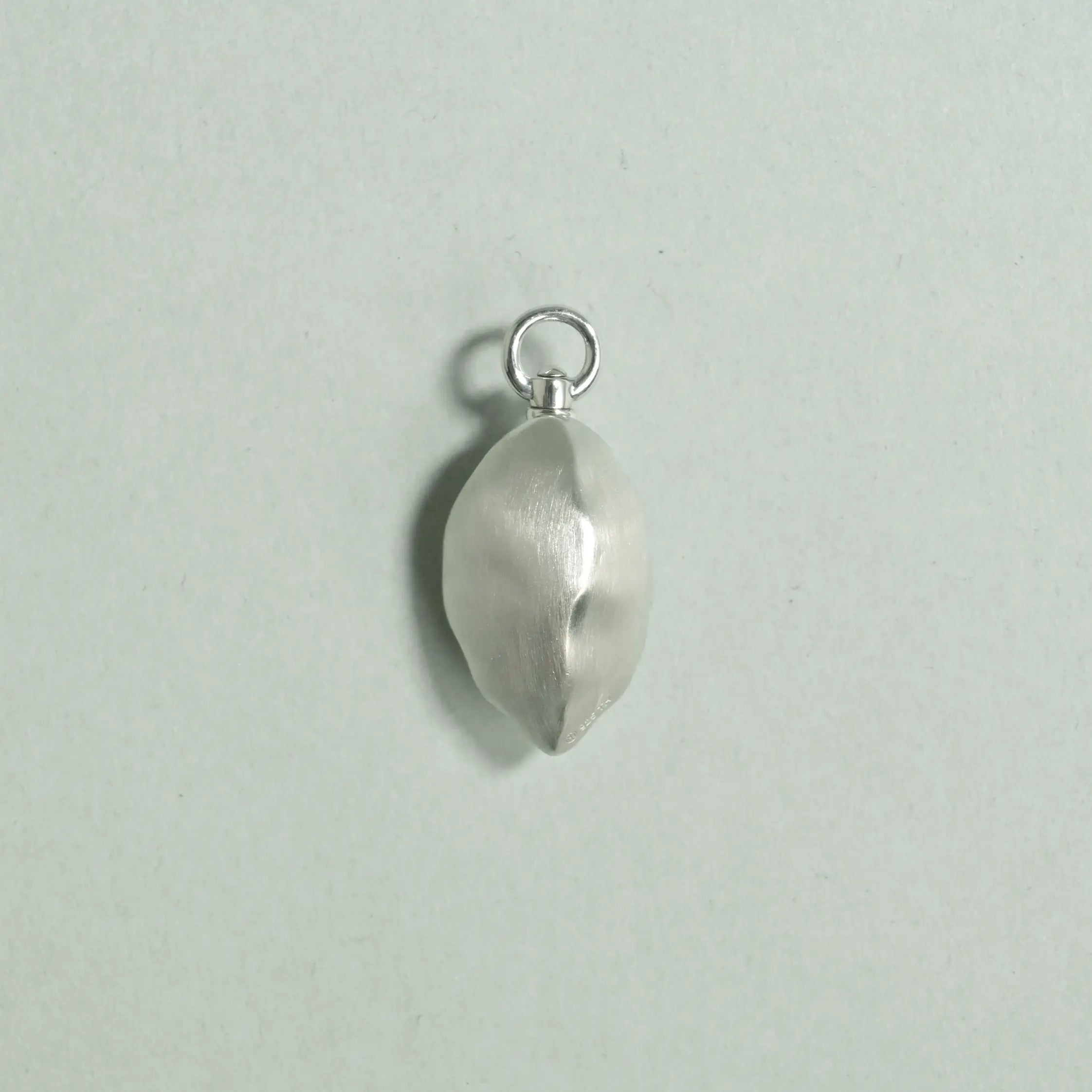 Silver pendant on a light gray background