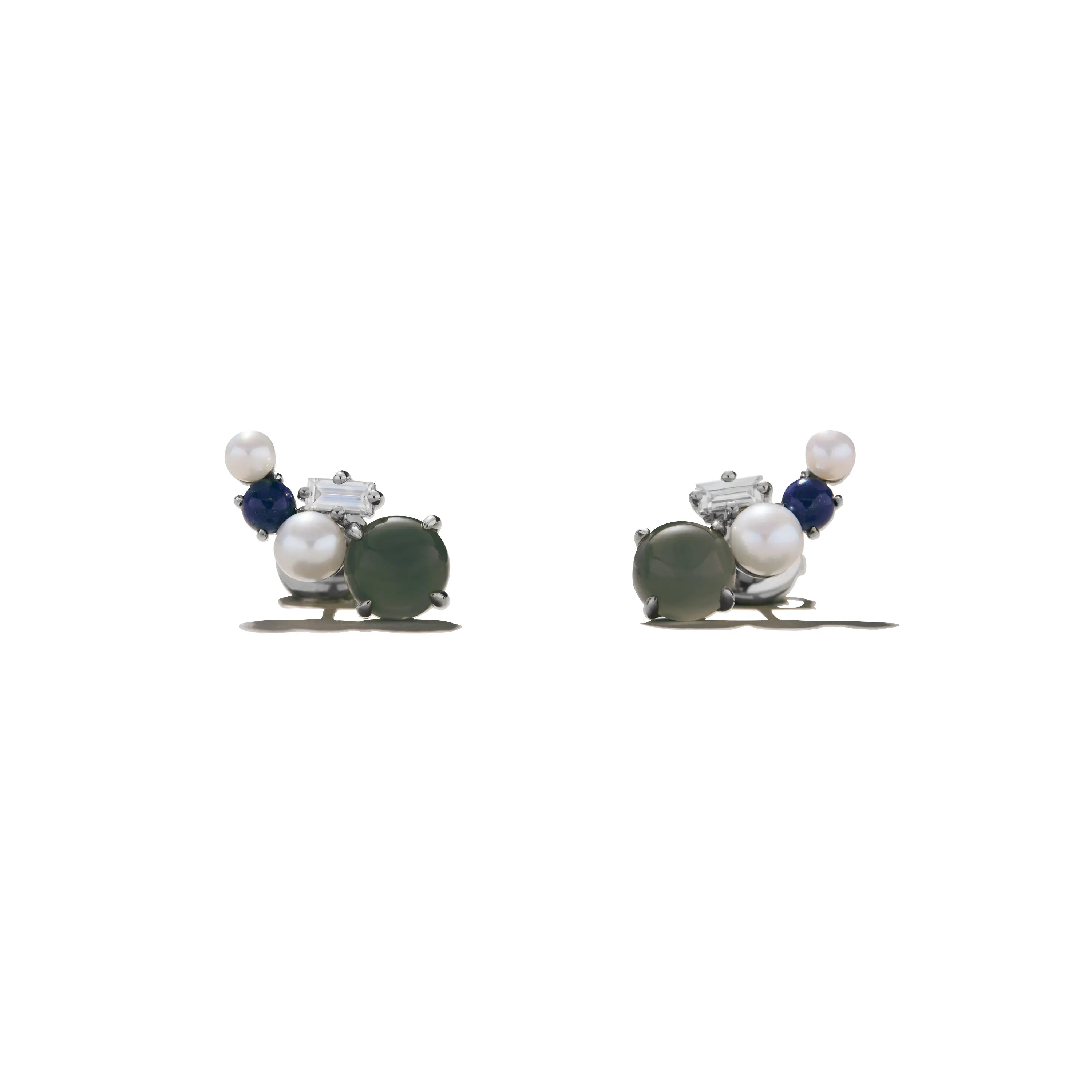 Moonstone, Pearl & Lapis Cluster Quinta-Studs