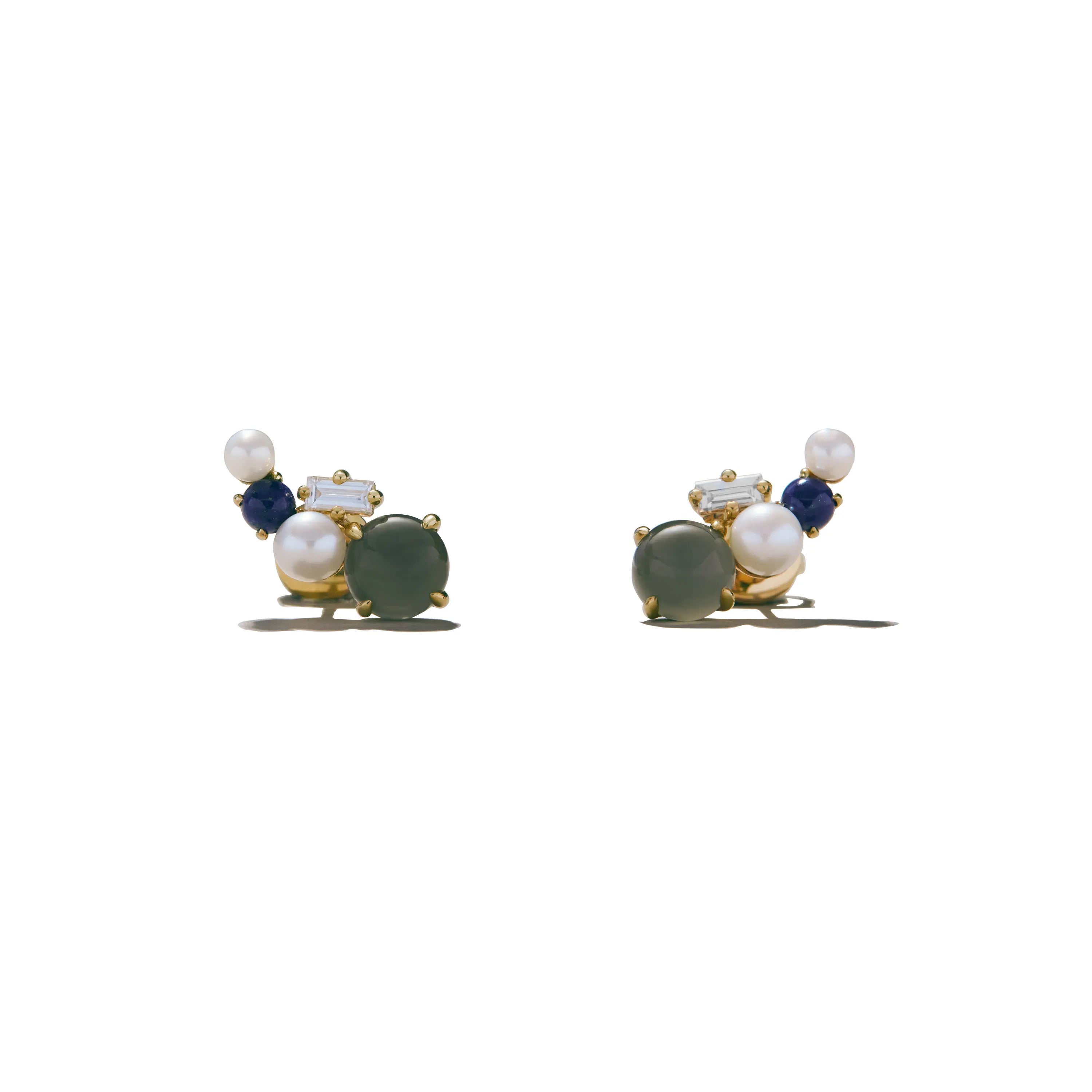Moonstone, Pearl & Lapis Cluster Quinta-Studs