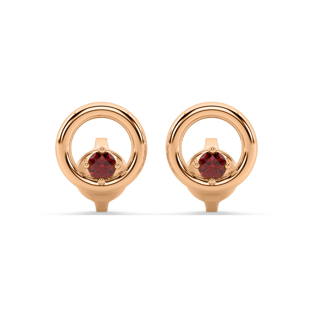 Round Ruby Donut Stud