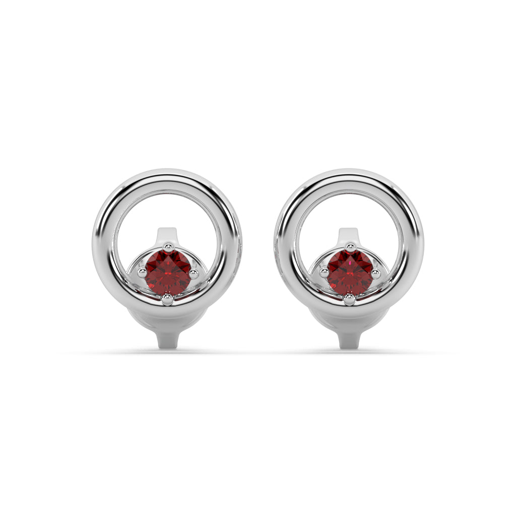 Round Ruby Donut Stud