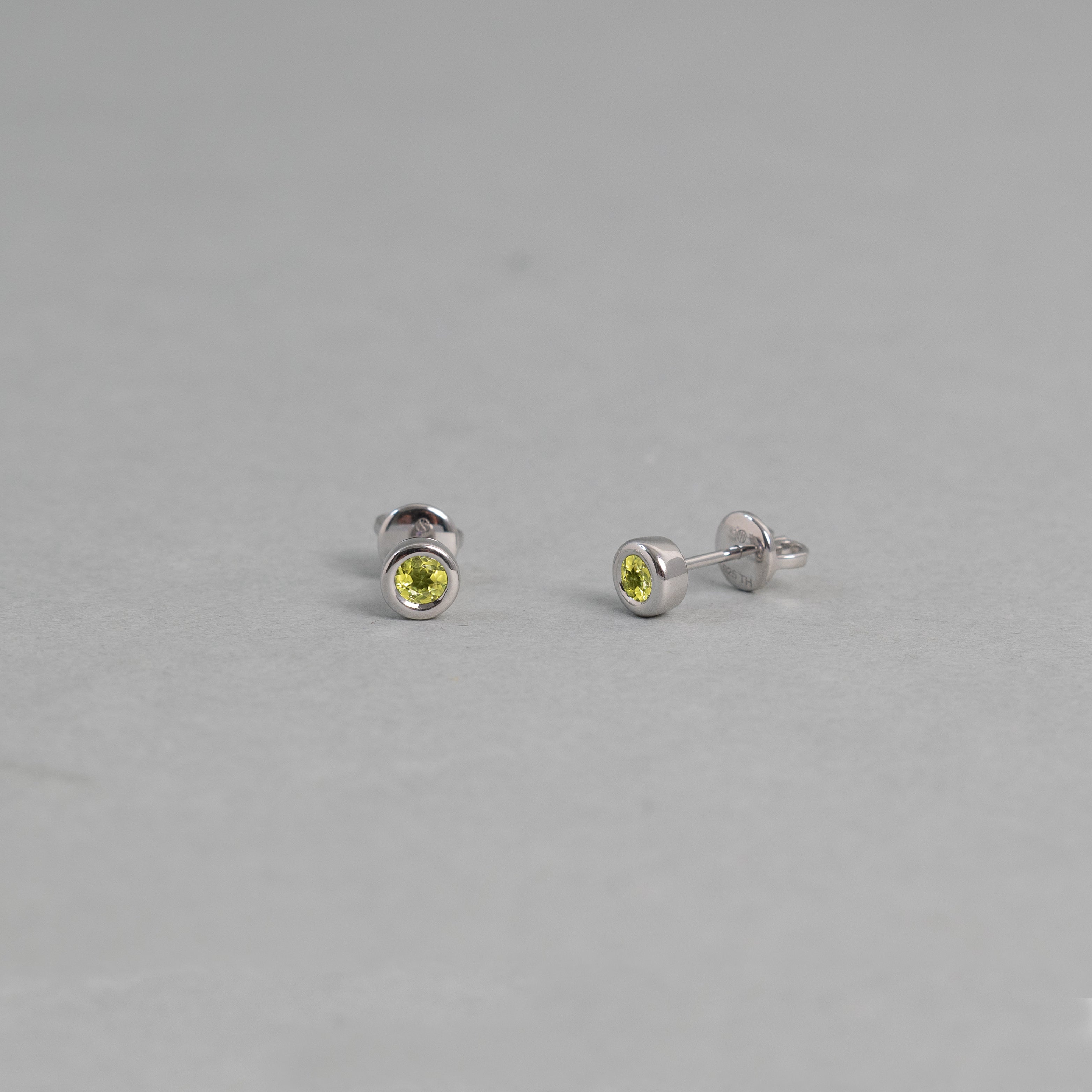 Peridot Bezel Stud Earrings