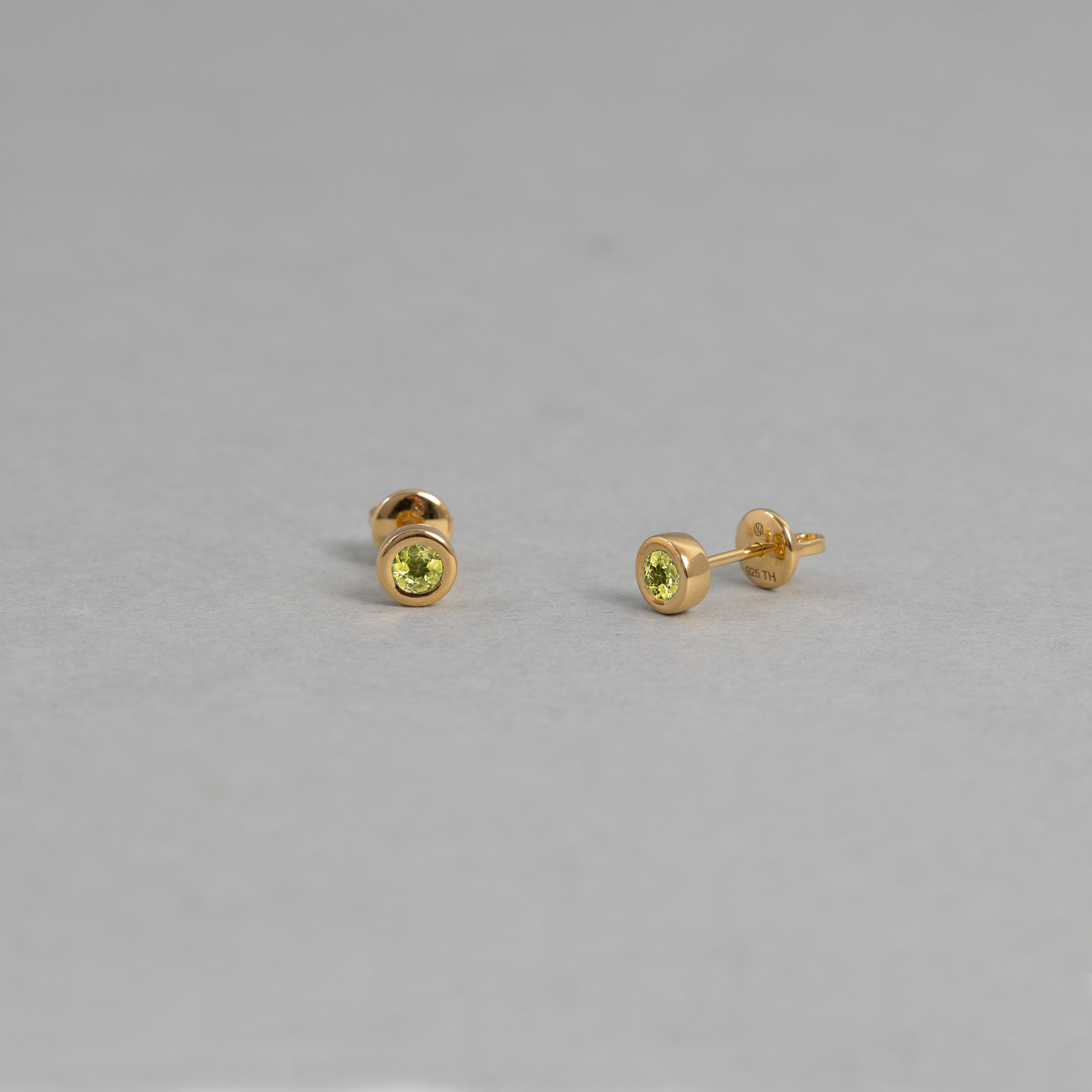Peridot Bezel Stud Earrings