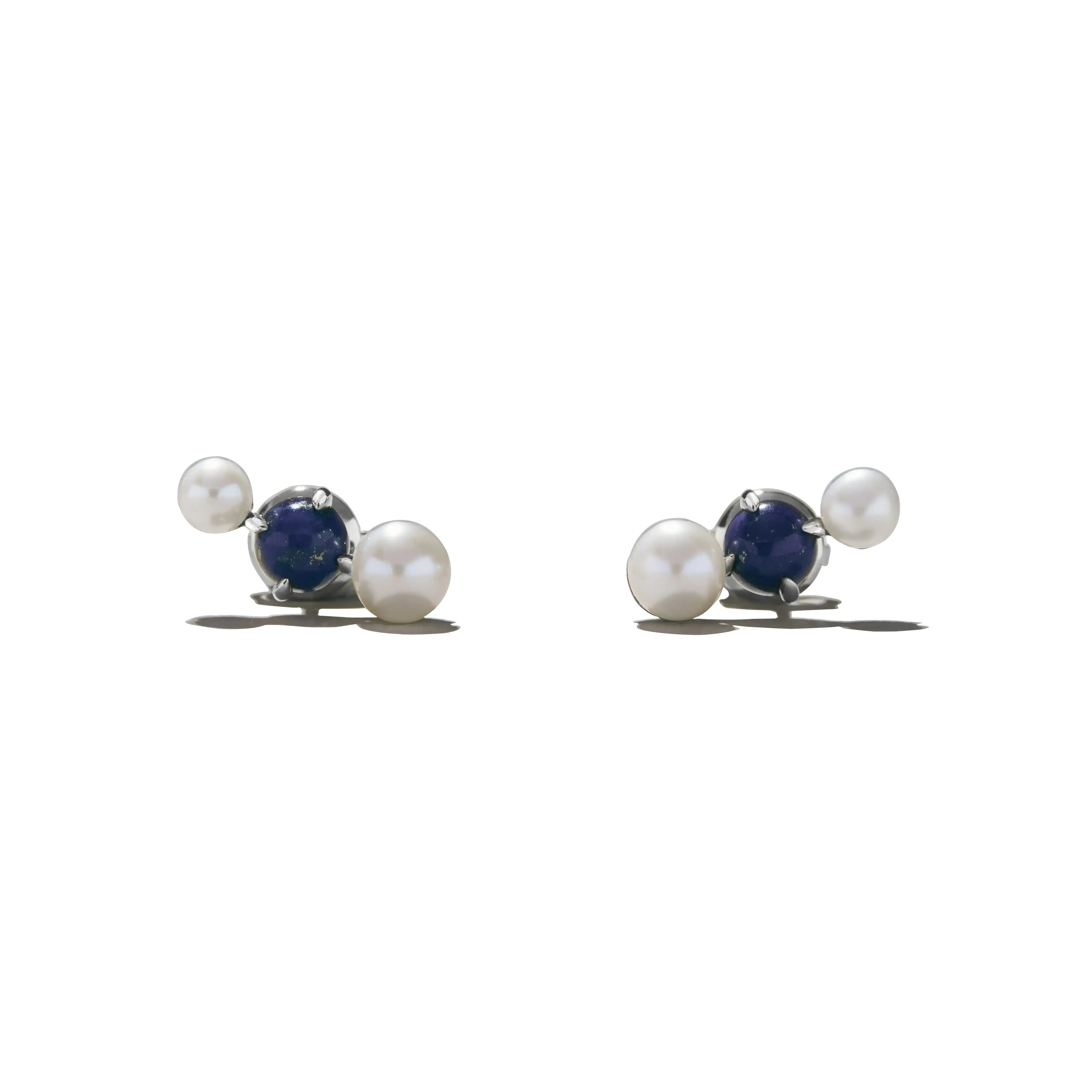 Pearl & Lapis Cluster Tri-Studs